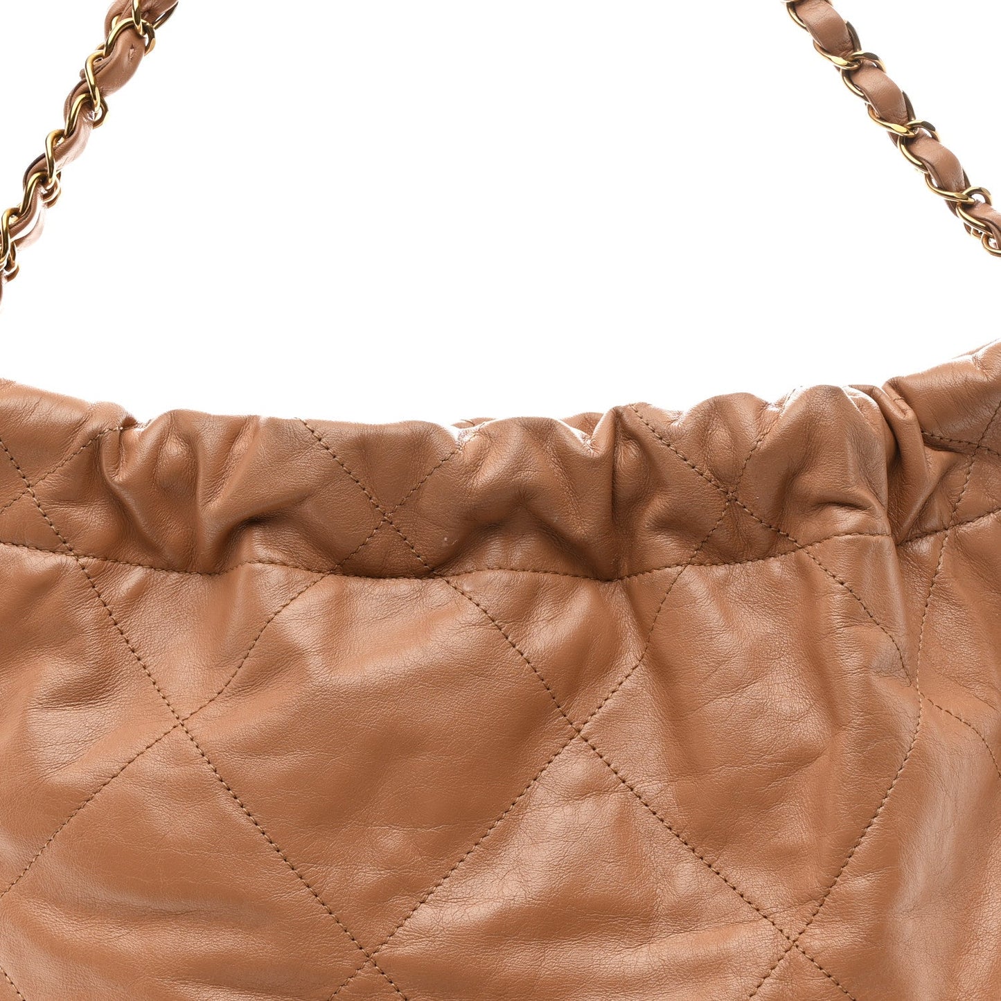 Shiny Calfskin Quilted Small Chanel 22 Beige