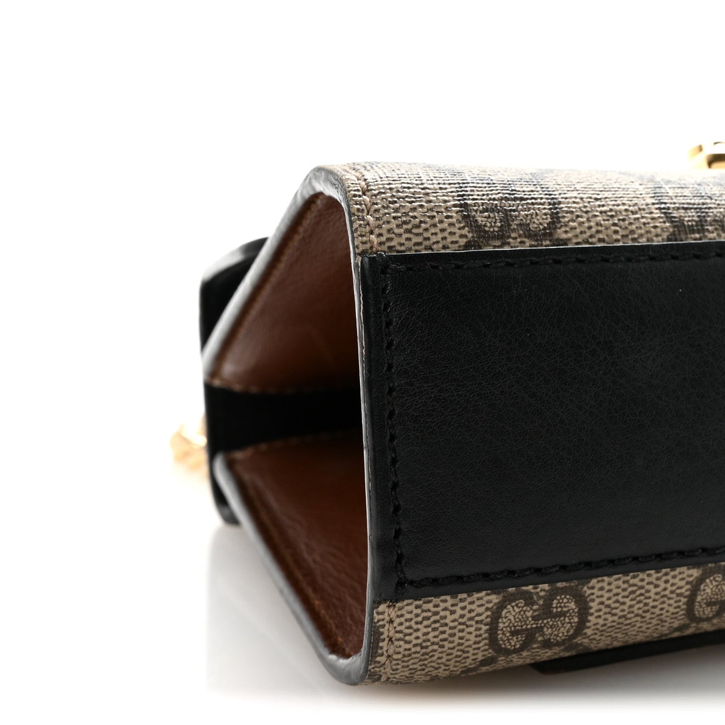 GG Supreme Monogram Calfskin Small Padlock Shoulder Bag Beige Black Cuir