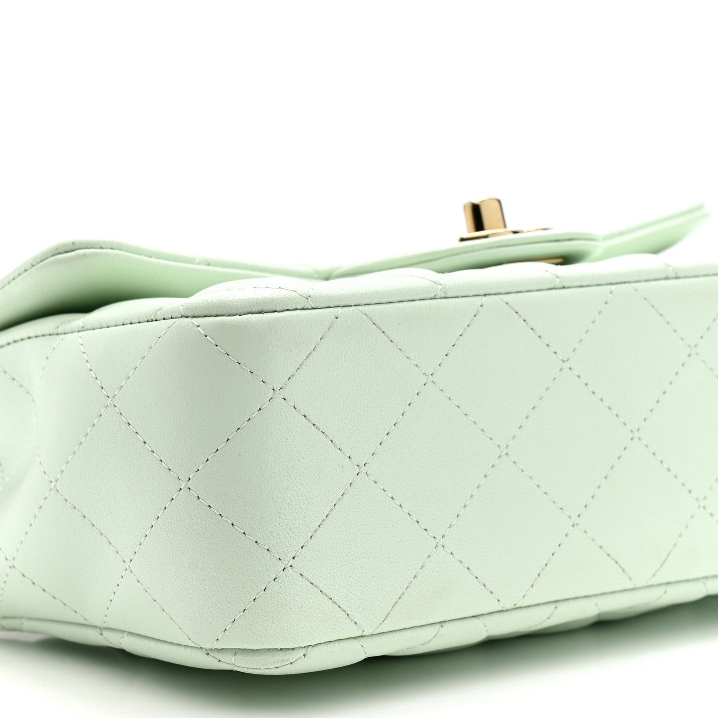 Lambskin Quilted Mini Rectangular Flap Light Green