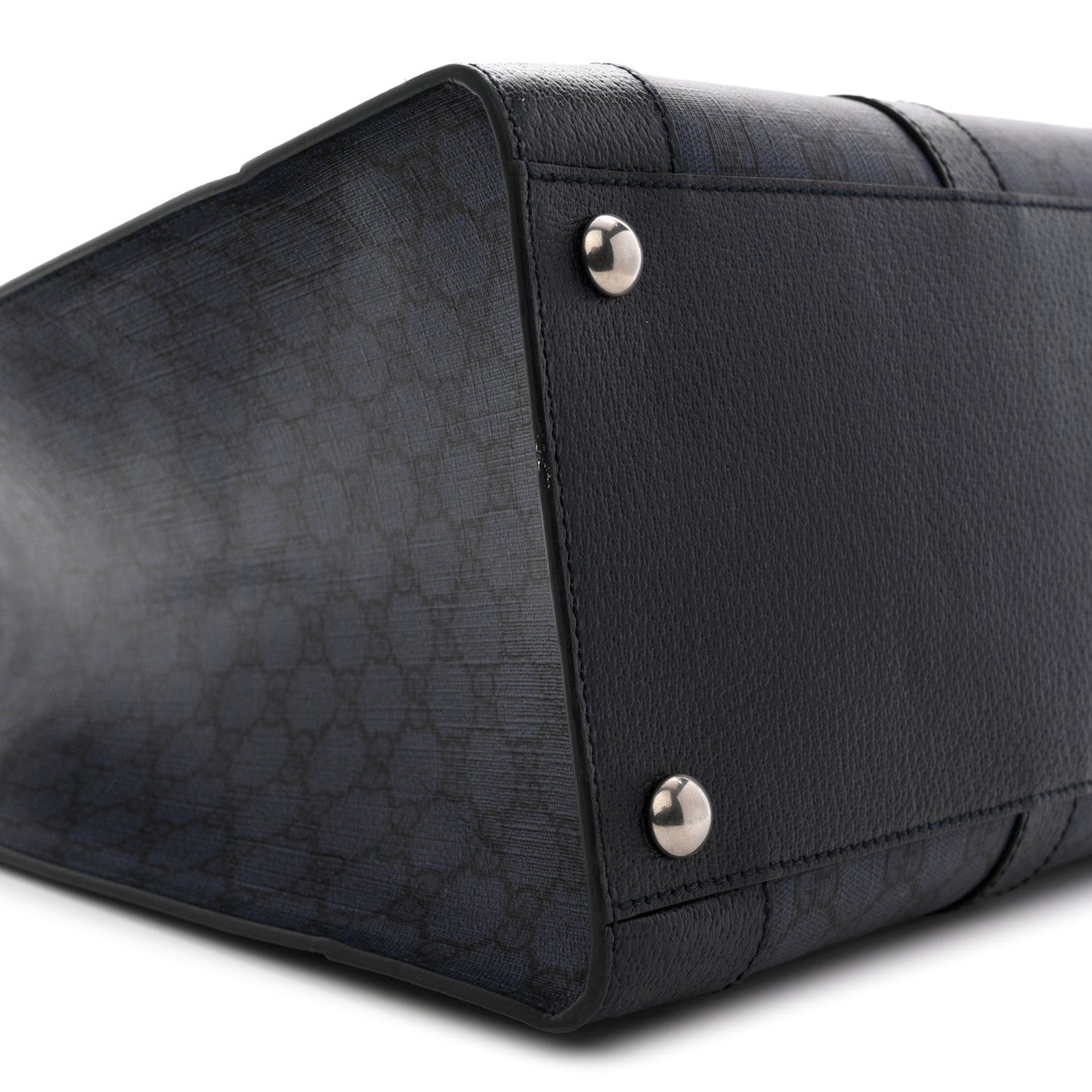 GG Supreme Monogram Textured Dollar Calfskin Large Ophidia Tote Bag Black Blue