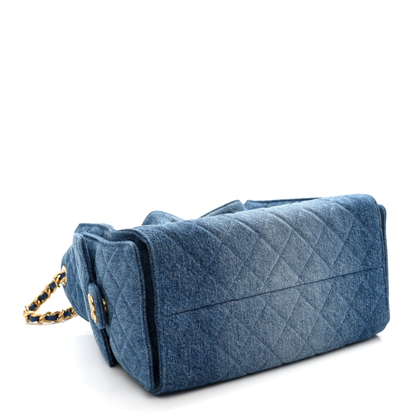 Washed Denim Quilted Small Chanel 25 Handbag Blue