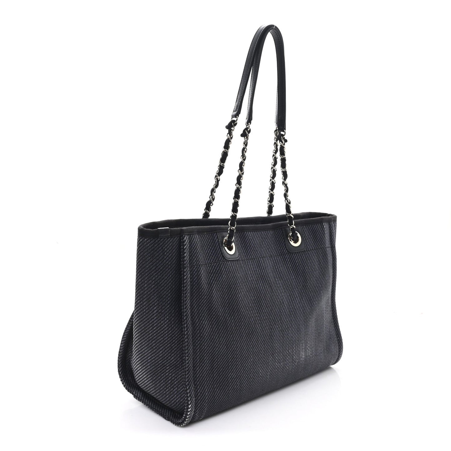 Mixed Fibers Calfskin Small Deauville Tote Black