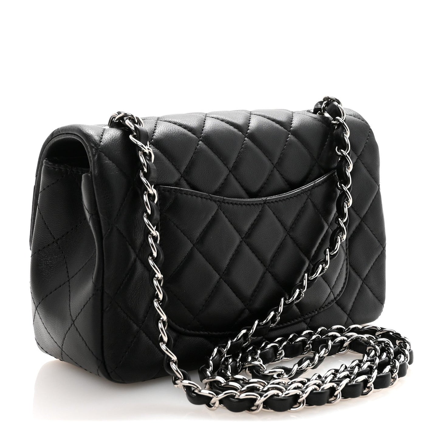 Lambskin Quilted Mini Rectangular Flap Black