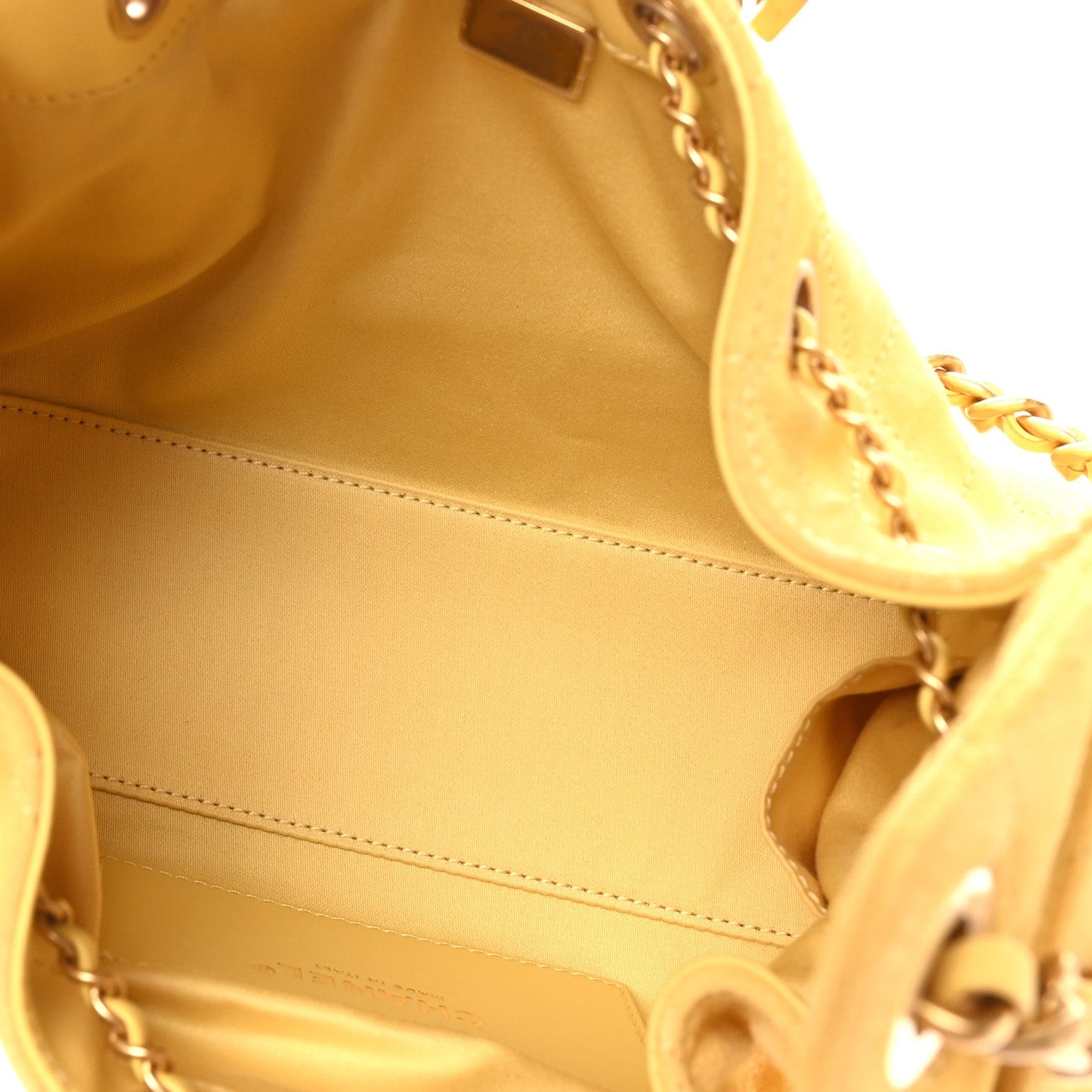 Suede Quilted Mini Chanel 25 Handbag Yellow