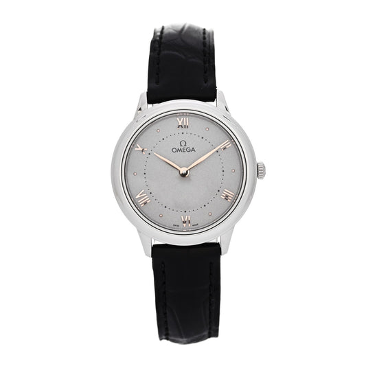 Stainless Steel Alligator 30mm De Ville Prestige Quartz Watch Silver 434.10.30.60.06.001