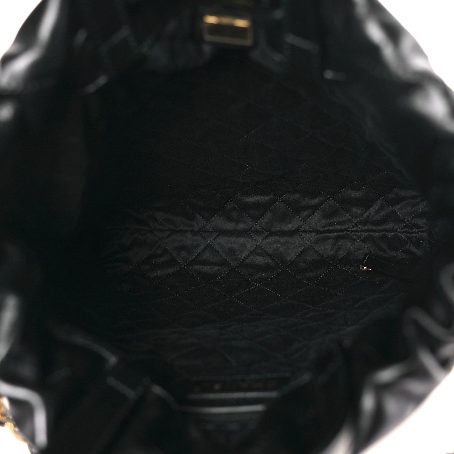 Shiny Calfskin Quilted Chanel 22 Backpack Black