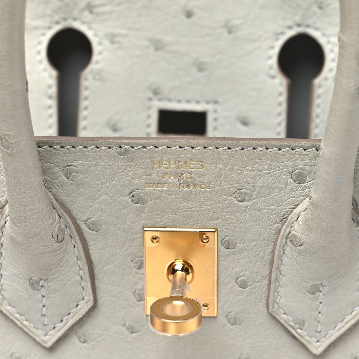 Ostrich Birkin Sellier 25 Gris Perle