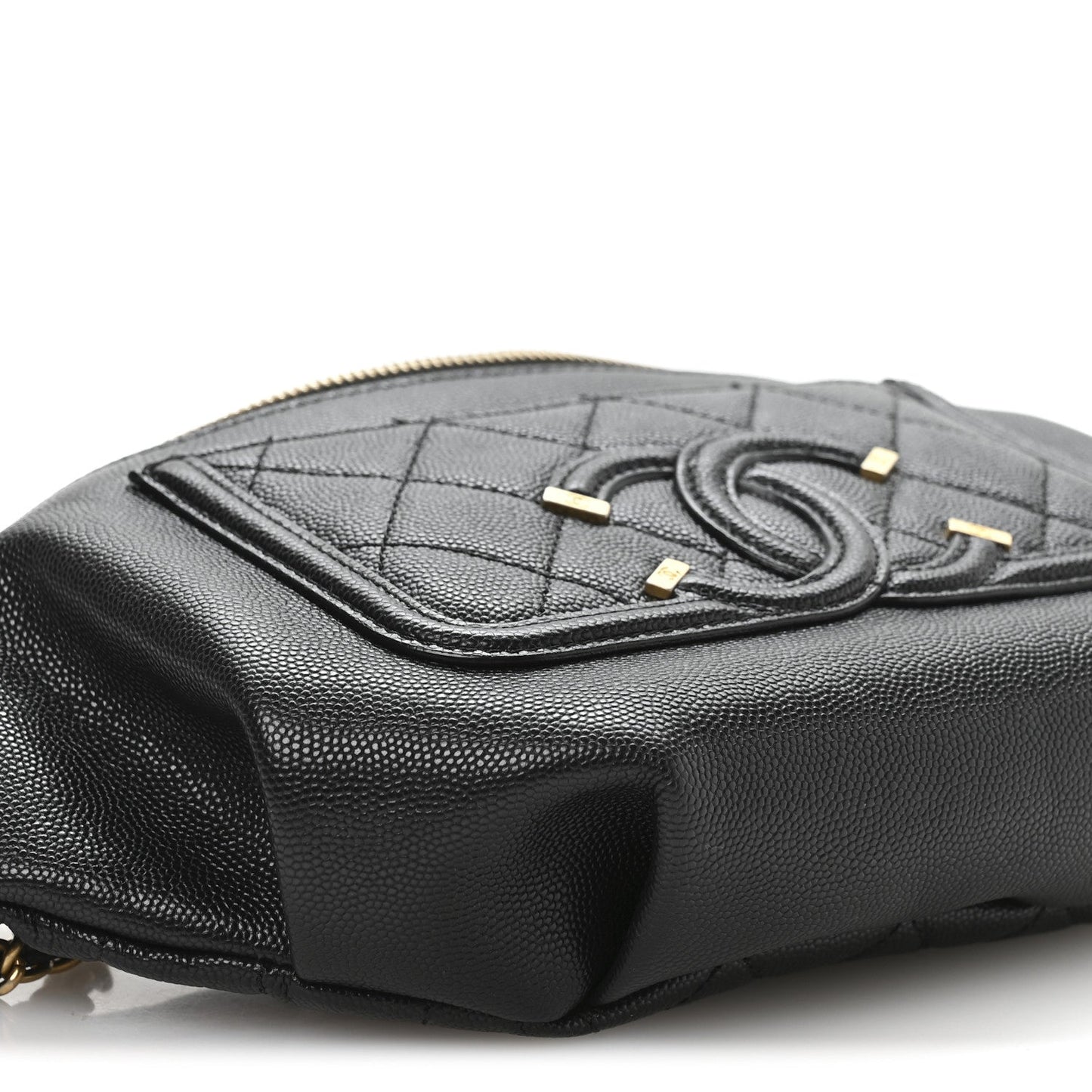 Caviar Quilted Filigree Waist Bag Black