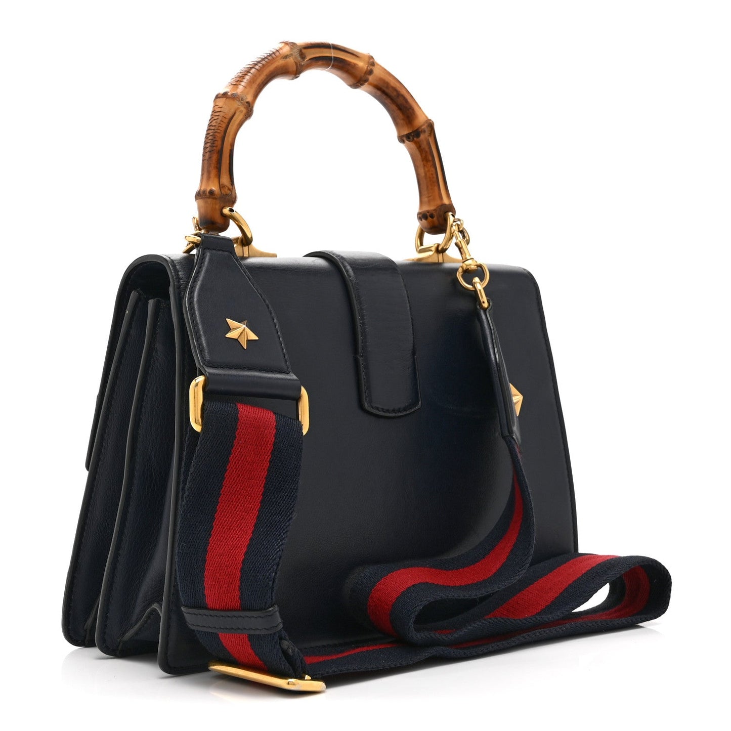 Moon Calfskin Bamboo Web Medium Dionysus Top Handle Bag Blue Emerald Hibiscus Red