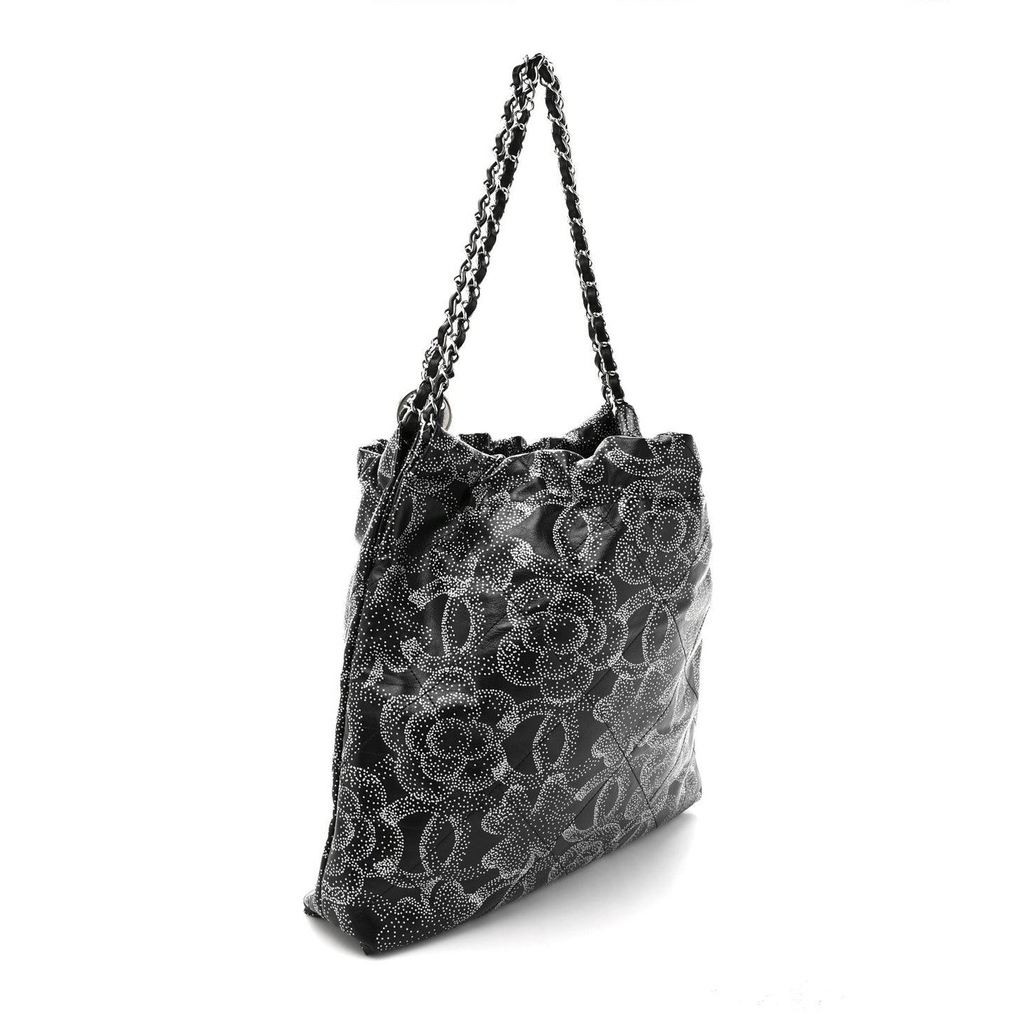 Printed Calfskin Quilted Chanel 22 Black