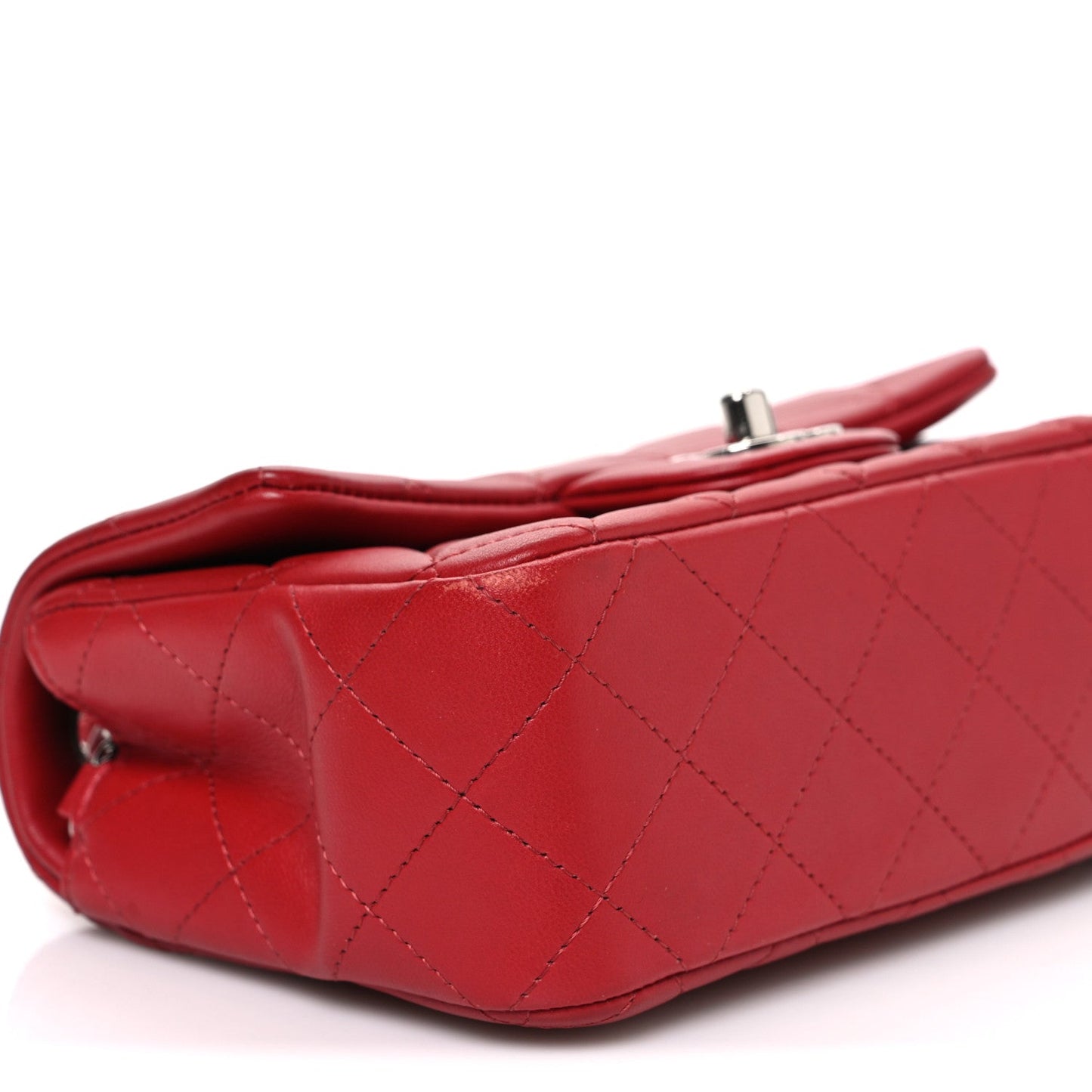 Lambskin Quilted Mini Rectangular Flap Red