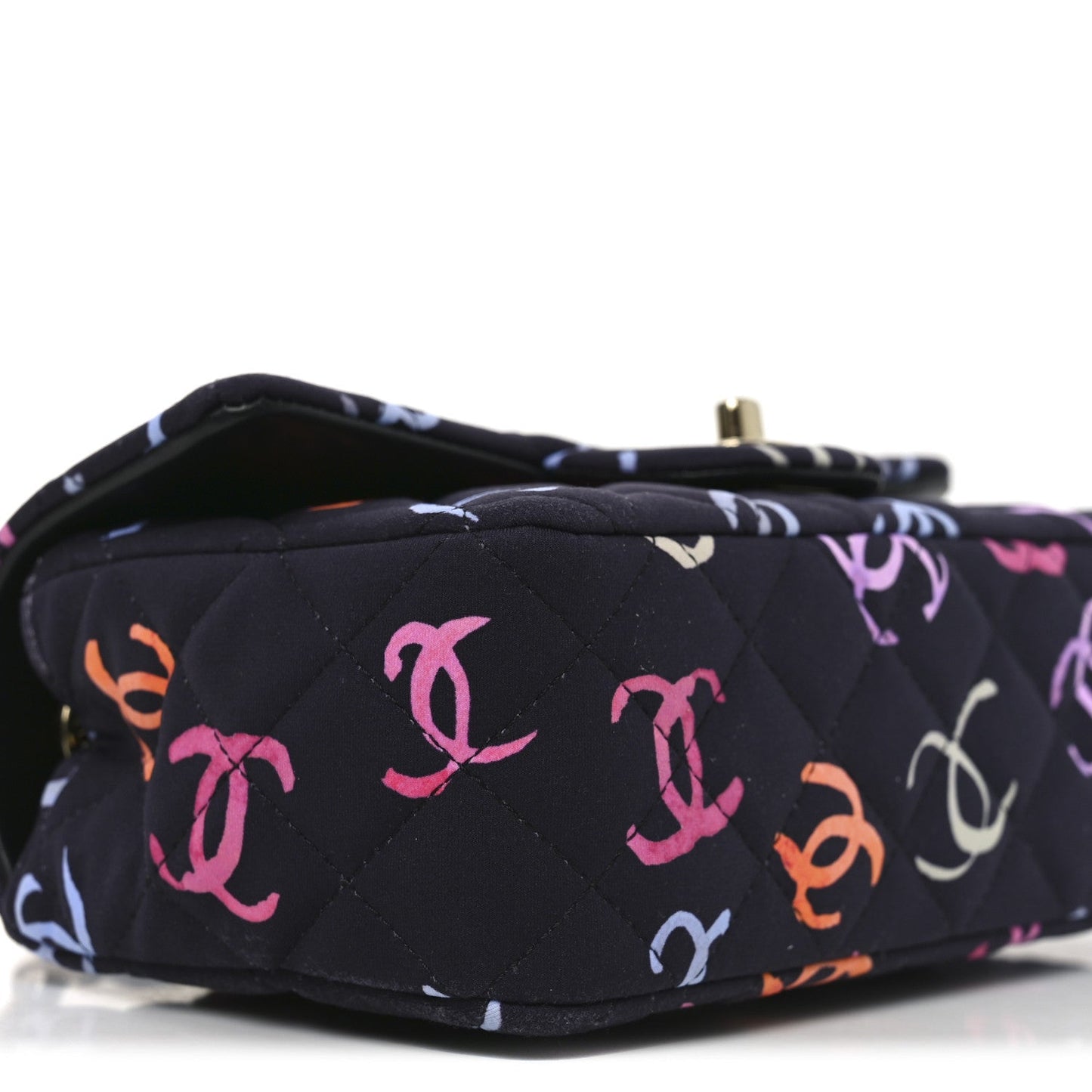 Printed Fabric Quilted Mini Rectangular Flap Black Pink Blue Yellow Orange