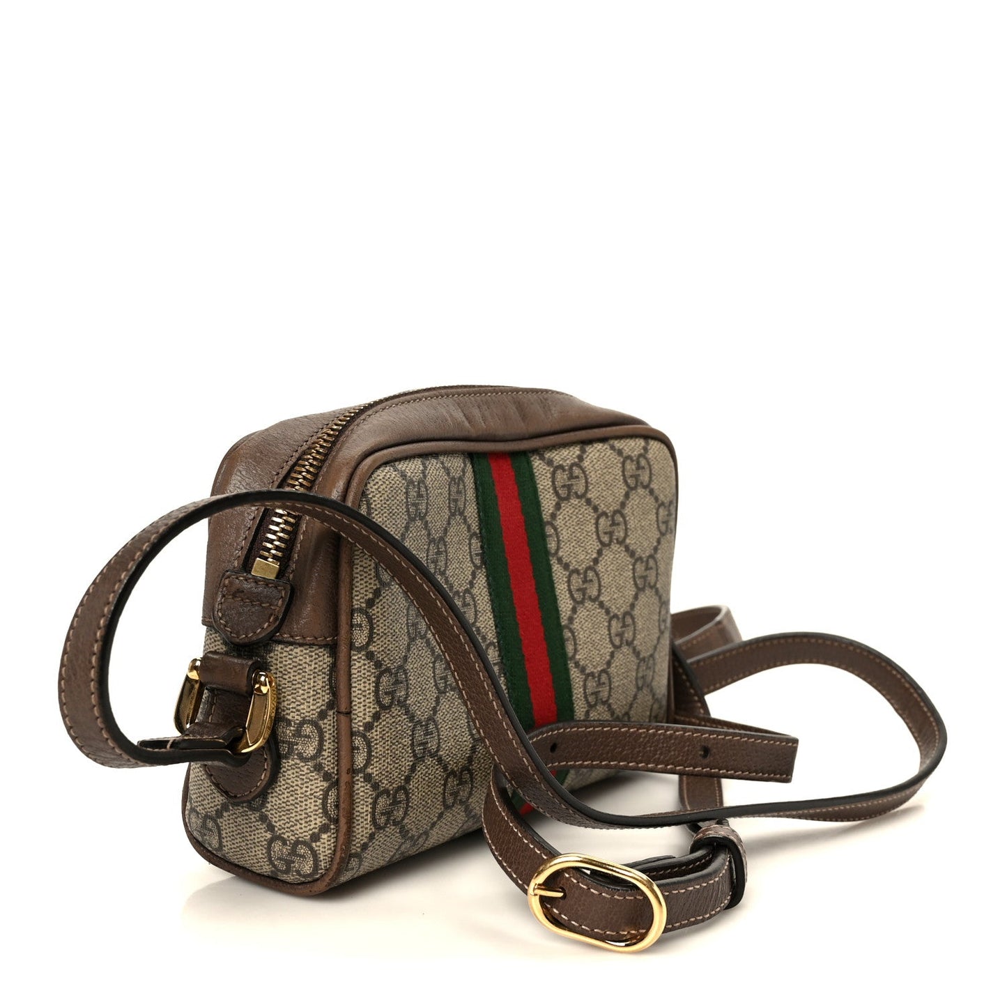 GG Supreme Monogram Web Mini Ophidia Shoulder Bag Brown
