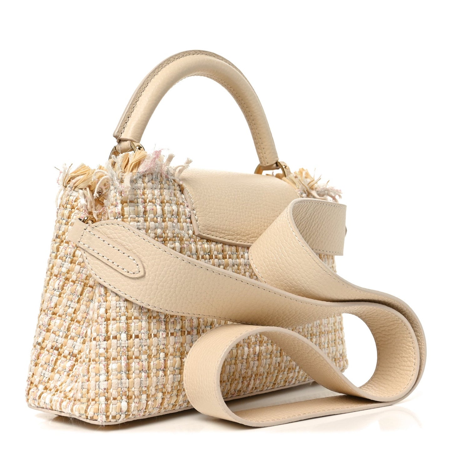 Tweed Taurillon Capucines BB Beige