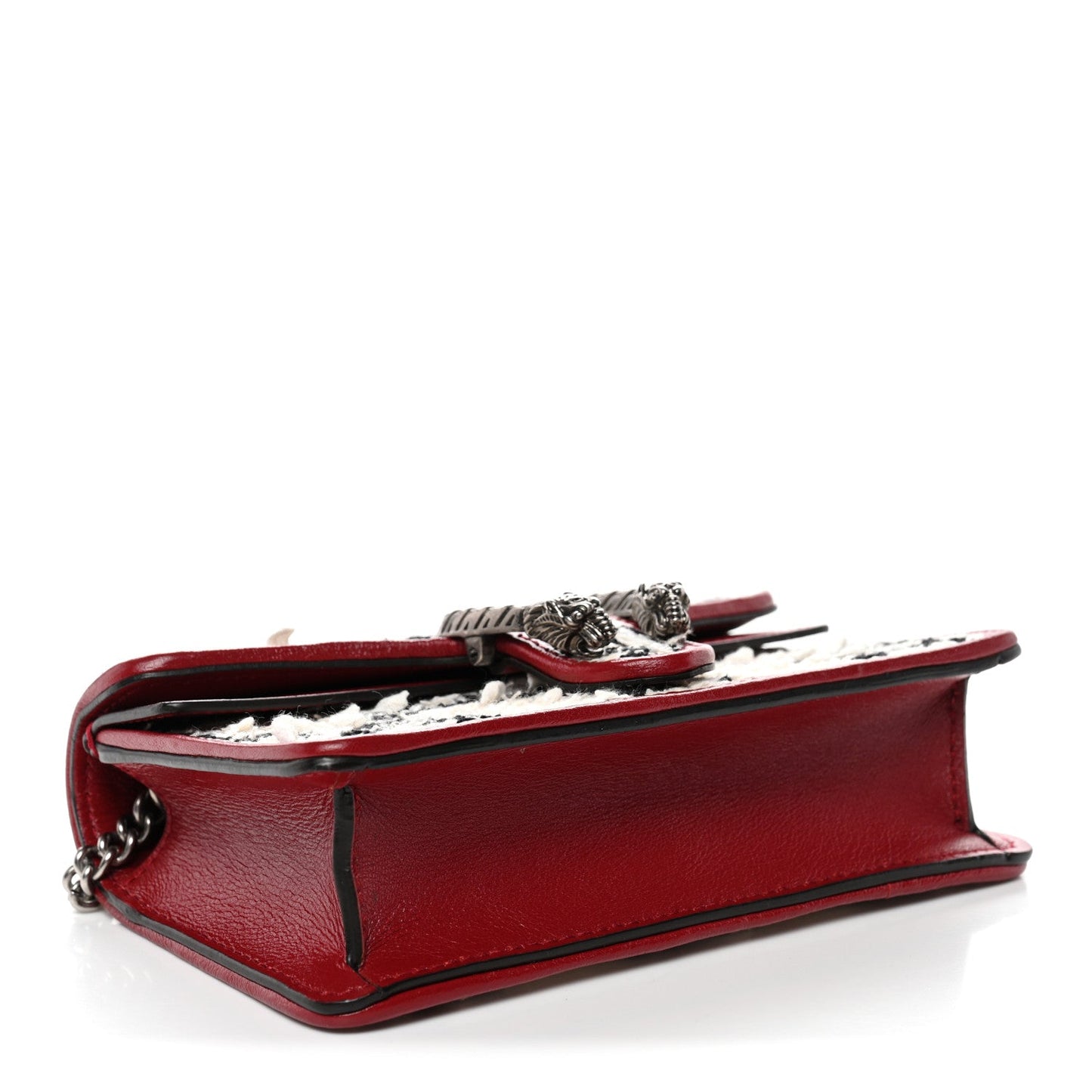 Tweed GG Monogram Super Mini Dionysus Shoulder Bag White Black Romantic Cherry
