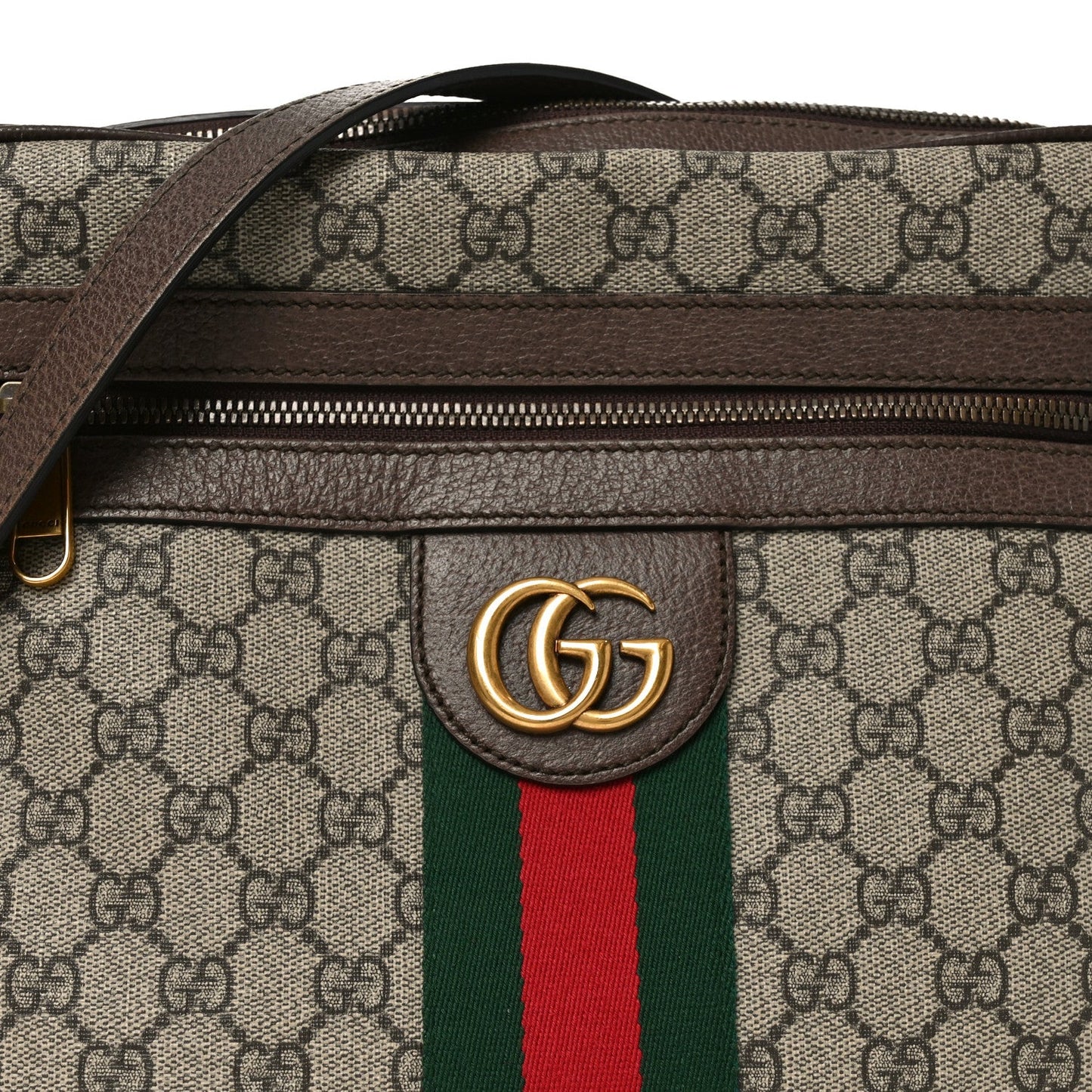 GG Supreme Monogram Web Medium Ophidia Messenger Bag Brown