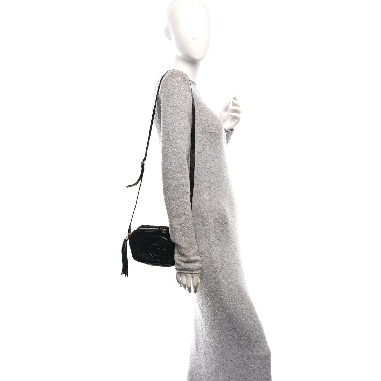 Pebbled Calfskin Small Soho Disco Bag Black
