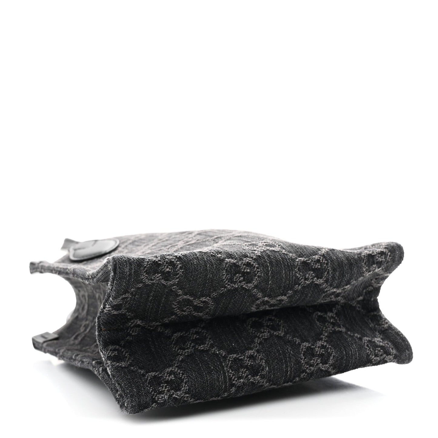 Denim Cuoio Harness GG Monogram Mini Ophidia Tote Bag Black Medium Grey