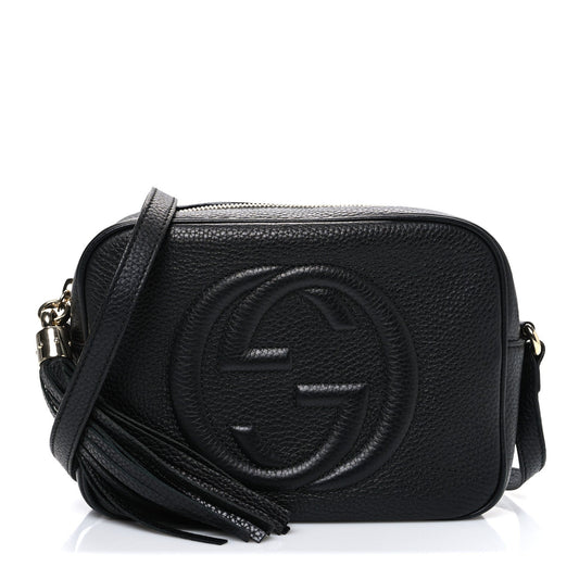 Pebbled Calfskin Small Soho Disco Bag Black