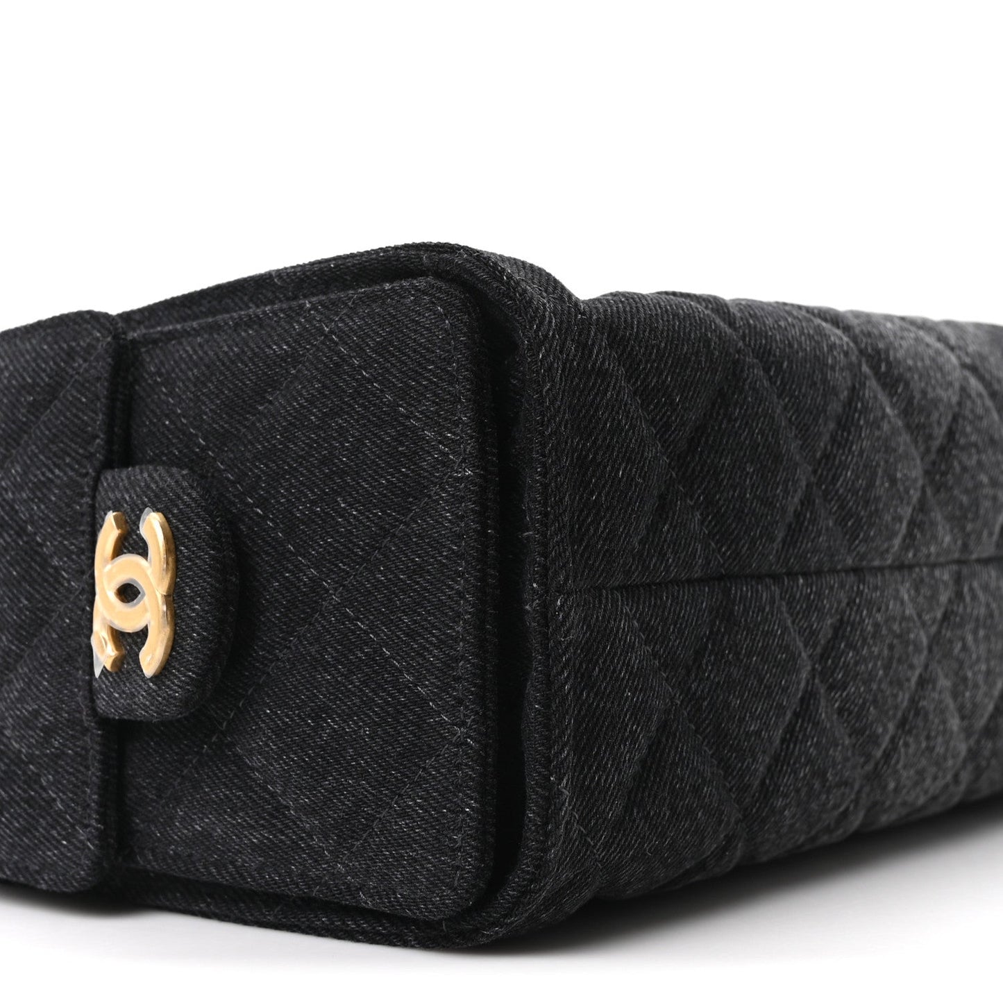 Washed Denim Quilted Mini Chanel 25 Handbag Black