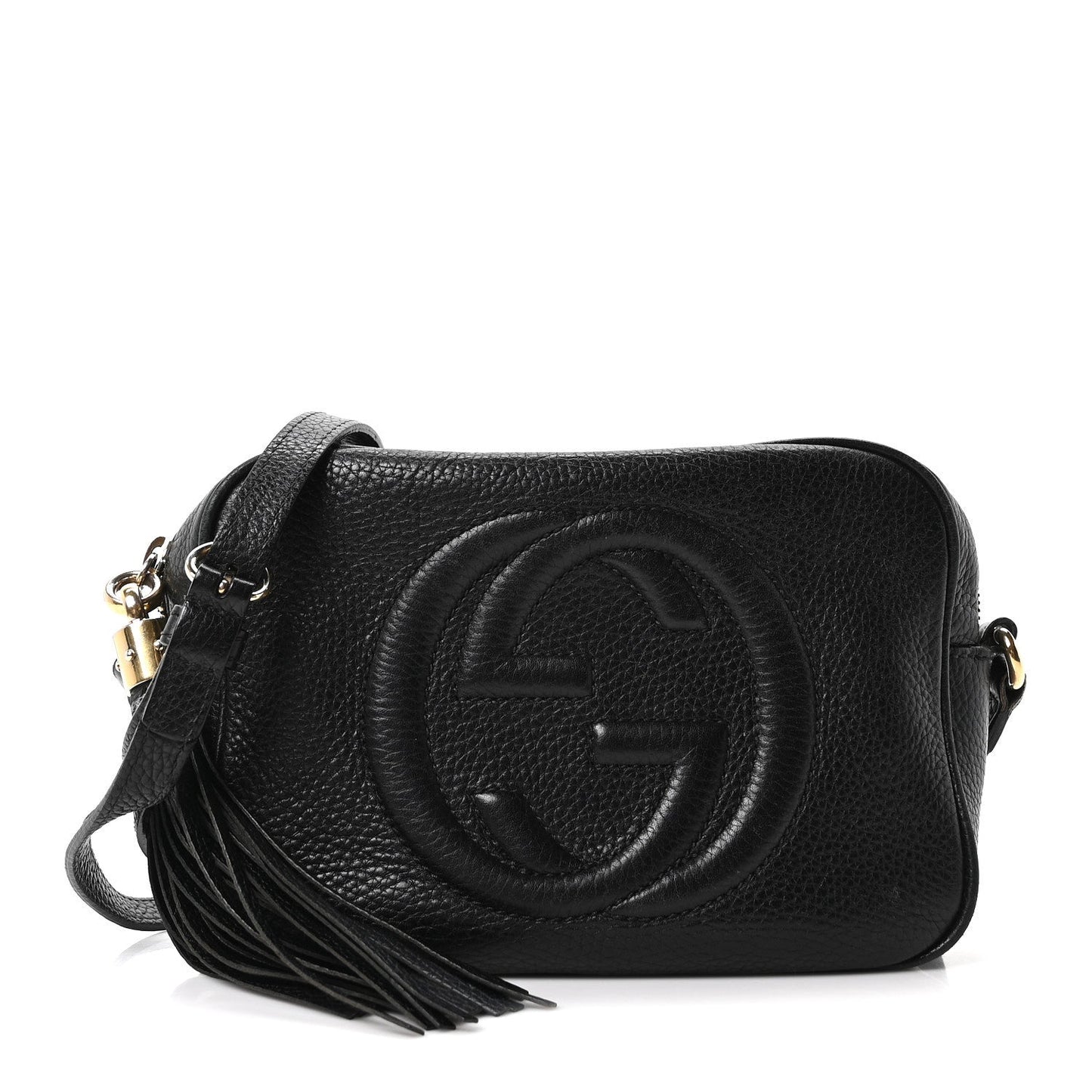 Pebbled Calfskin Small Soho Disco Bag Black