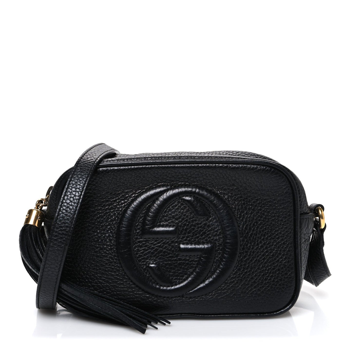 Pebbled Calfskin Small Soho Disco Bag Black