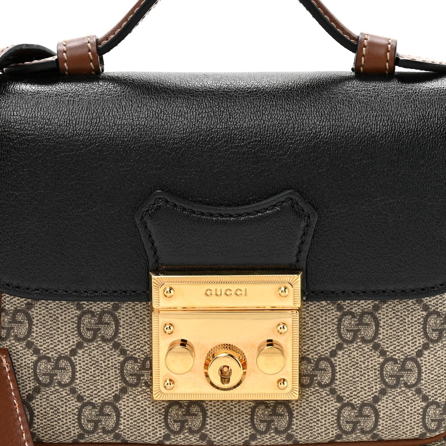 GG Supreme Monogram New Sakai Lux Calfskin Mini Padlock Flap Pocket Shoulder Bag Beige Ebony Black Cuir