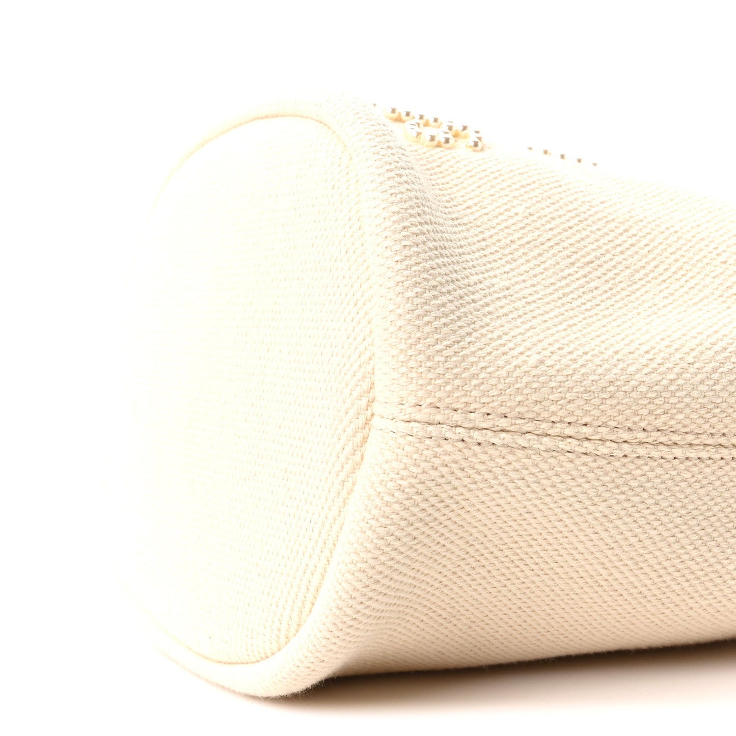 Canvas Pearl Deauville Drawstring Bucket Bag Ecru Beige