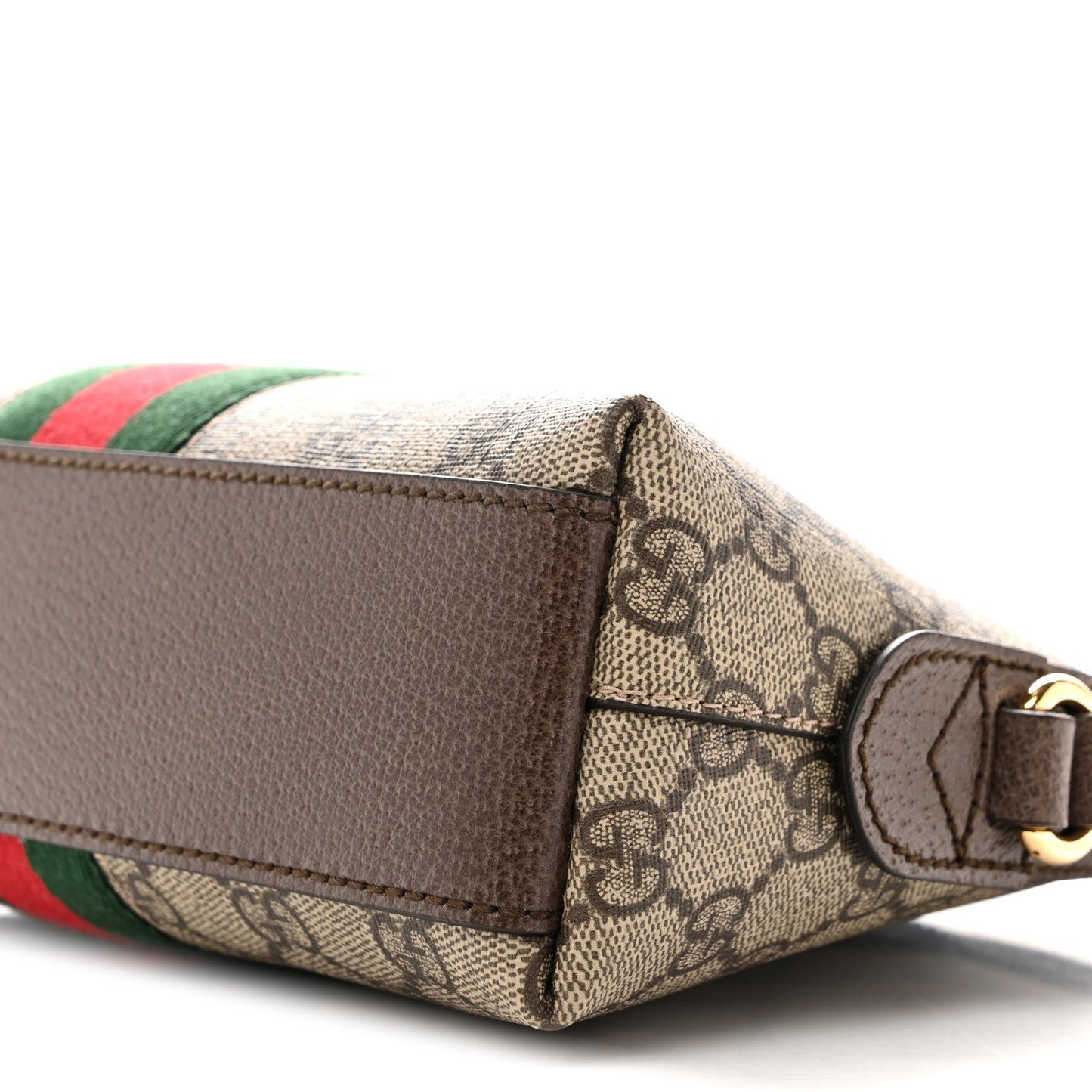 GG Supreme Monogram Textured Dollar Calfskin Web Small Ophidia Dome Shoulder Bag Beige Ebony New Acero