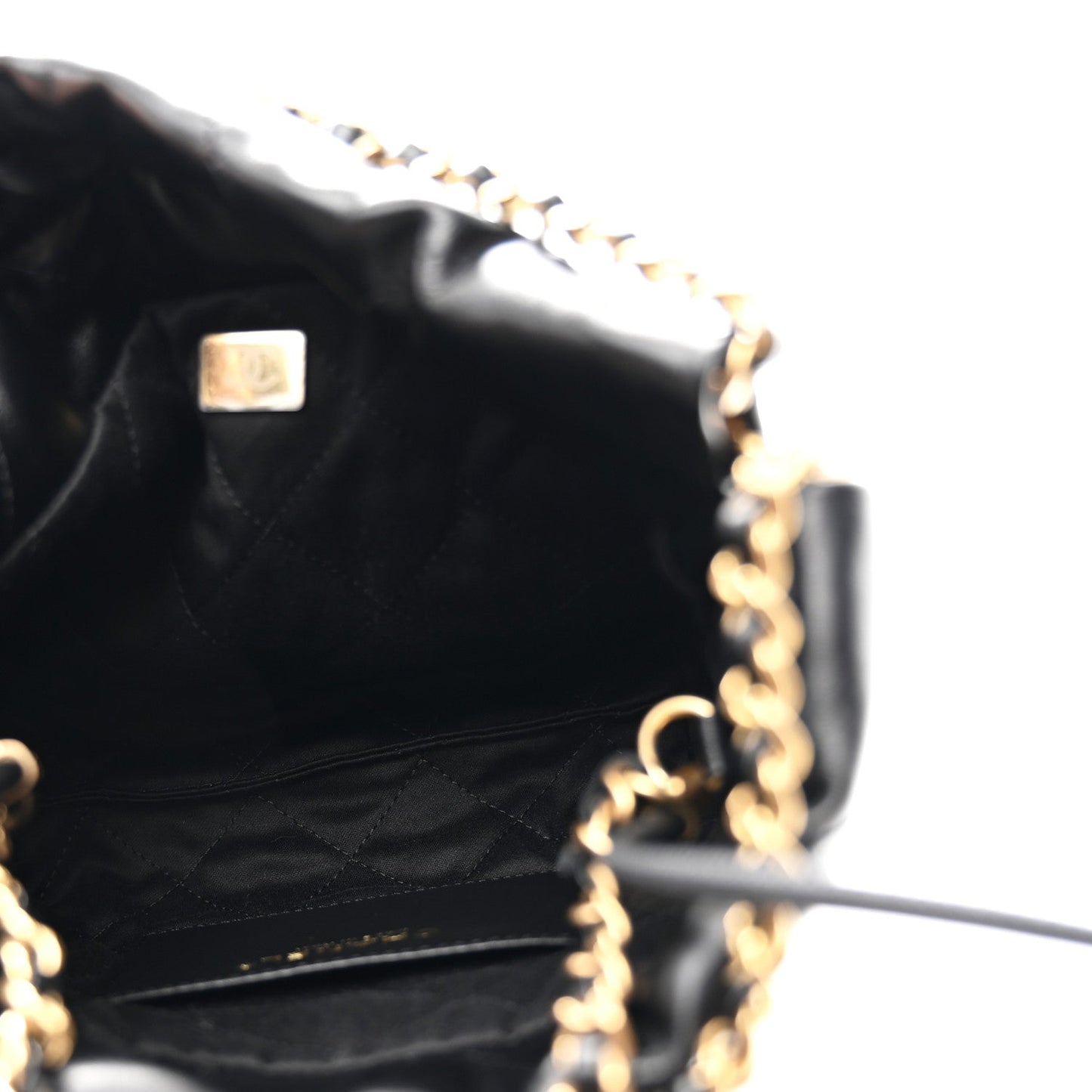 Shiny Calfskin Quilted Mini Chanel 22 Black