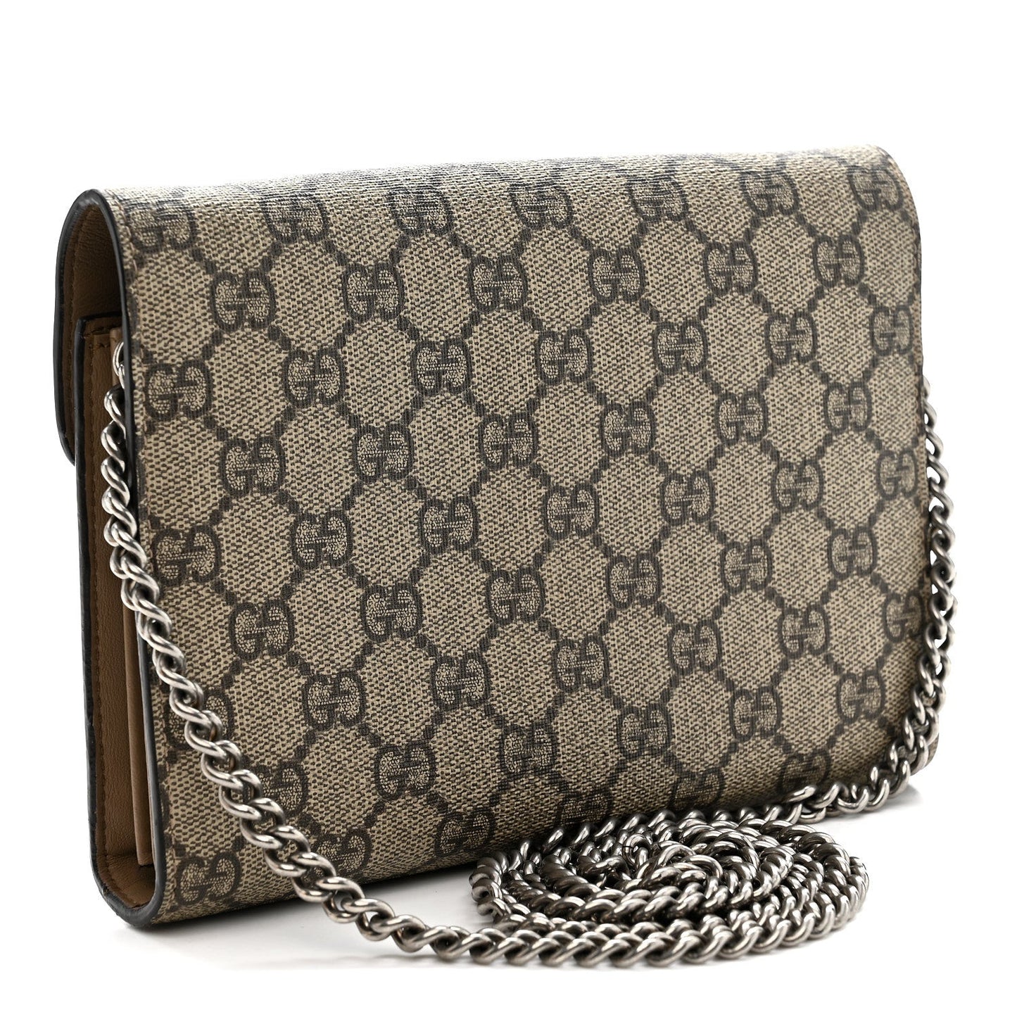 GG Supreme Monogram Mini Dionysus Chain Wallet Beige Taupe