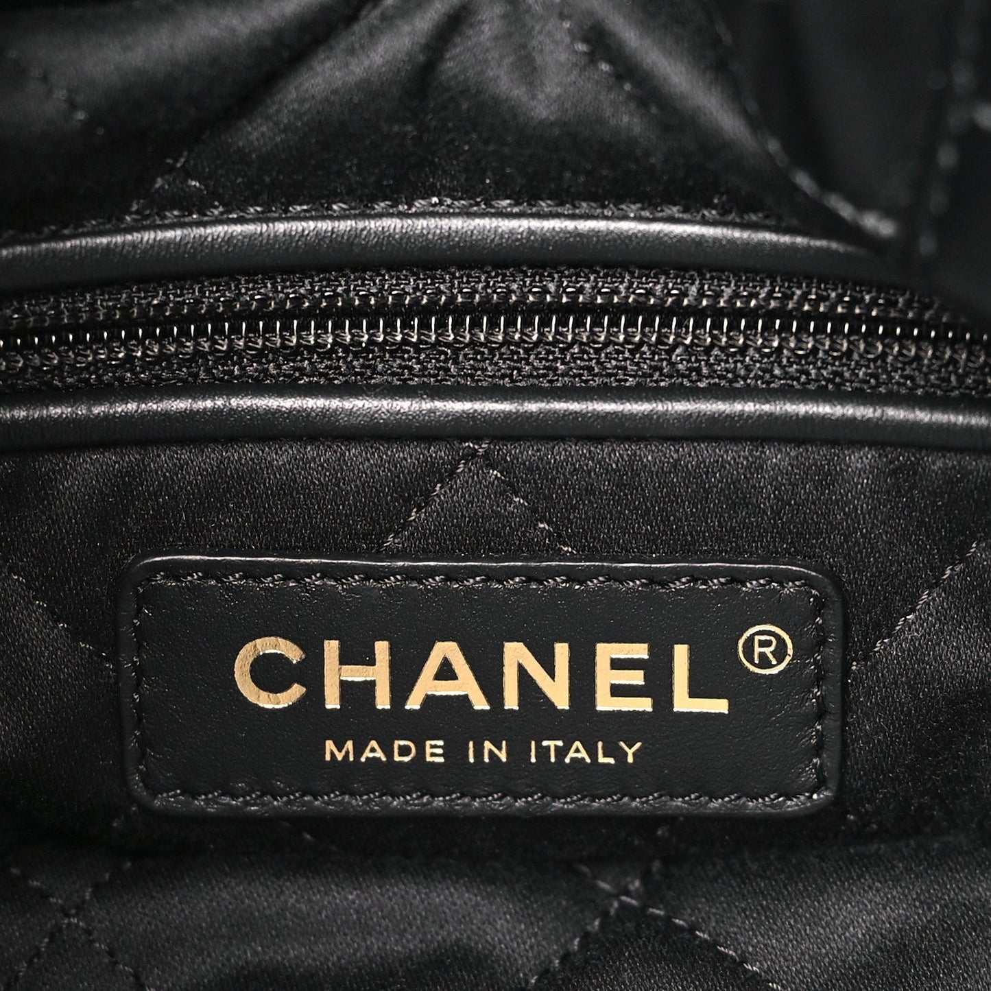Shiny Calfskin Quilted Chanel 22 Backpack Black