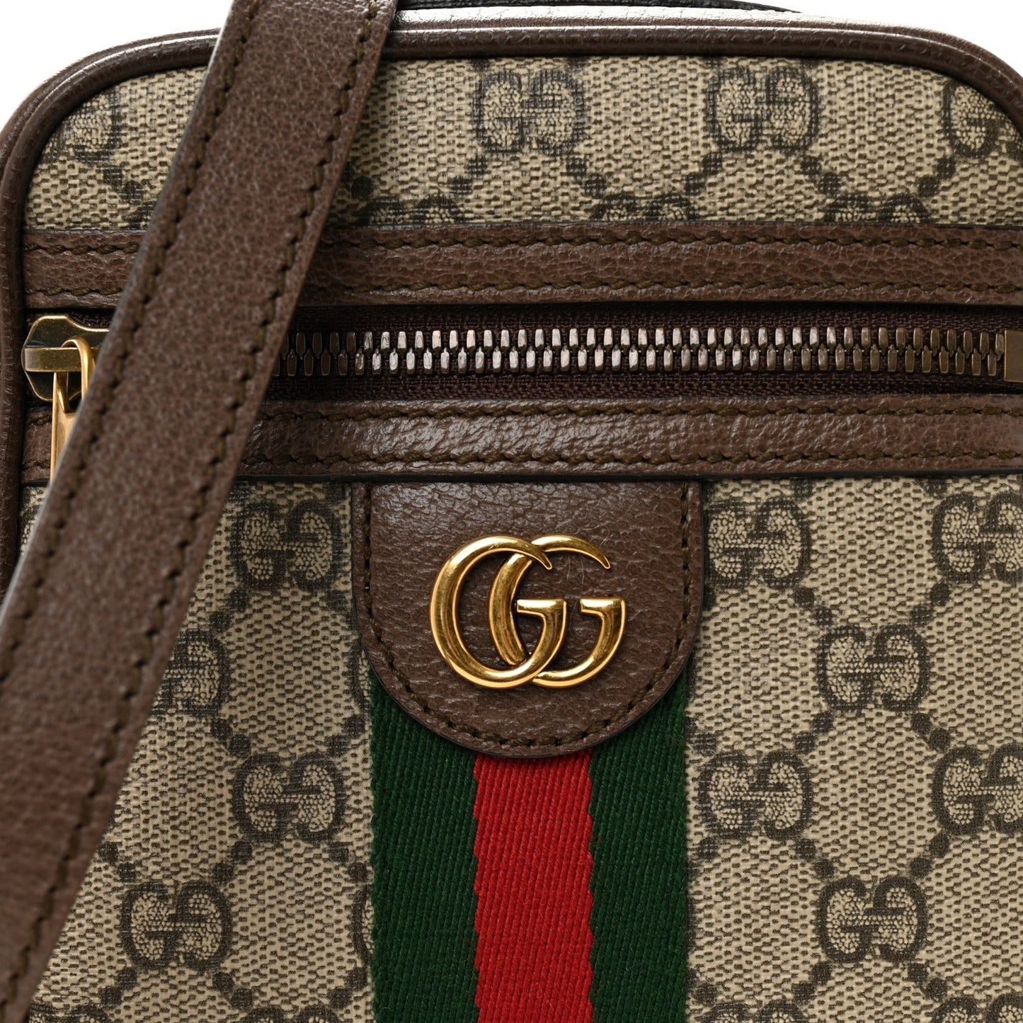 GG Supreme Monogram Web Mini Ophidia Messenger Brown