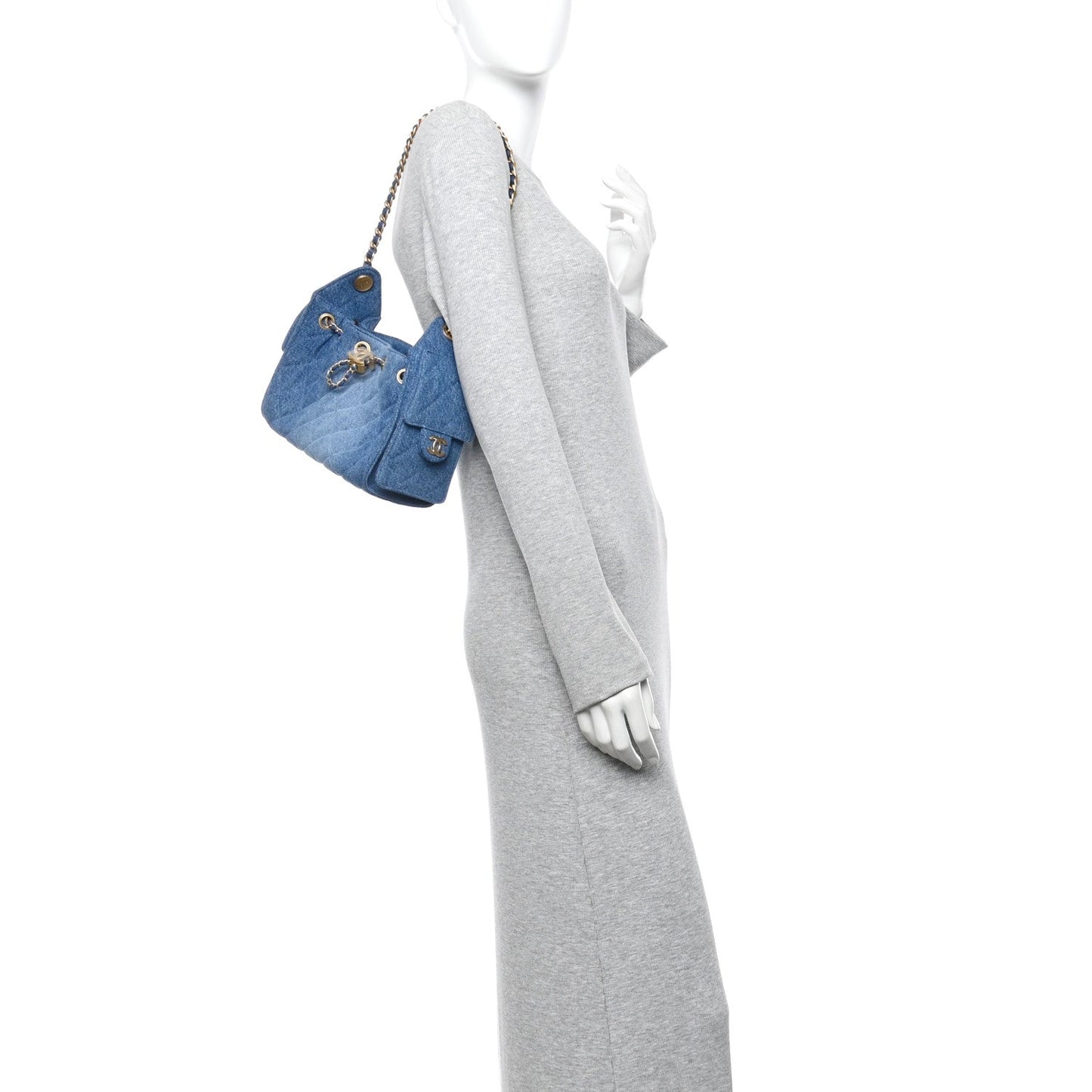 Washed Denim Quilted Mini Chanel 25 Handbag Blue