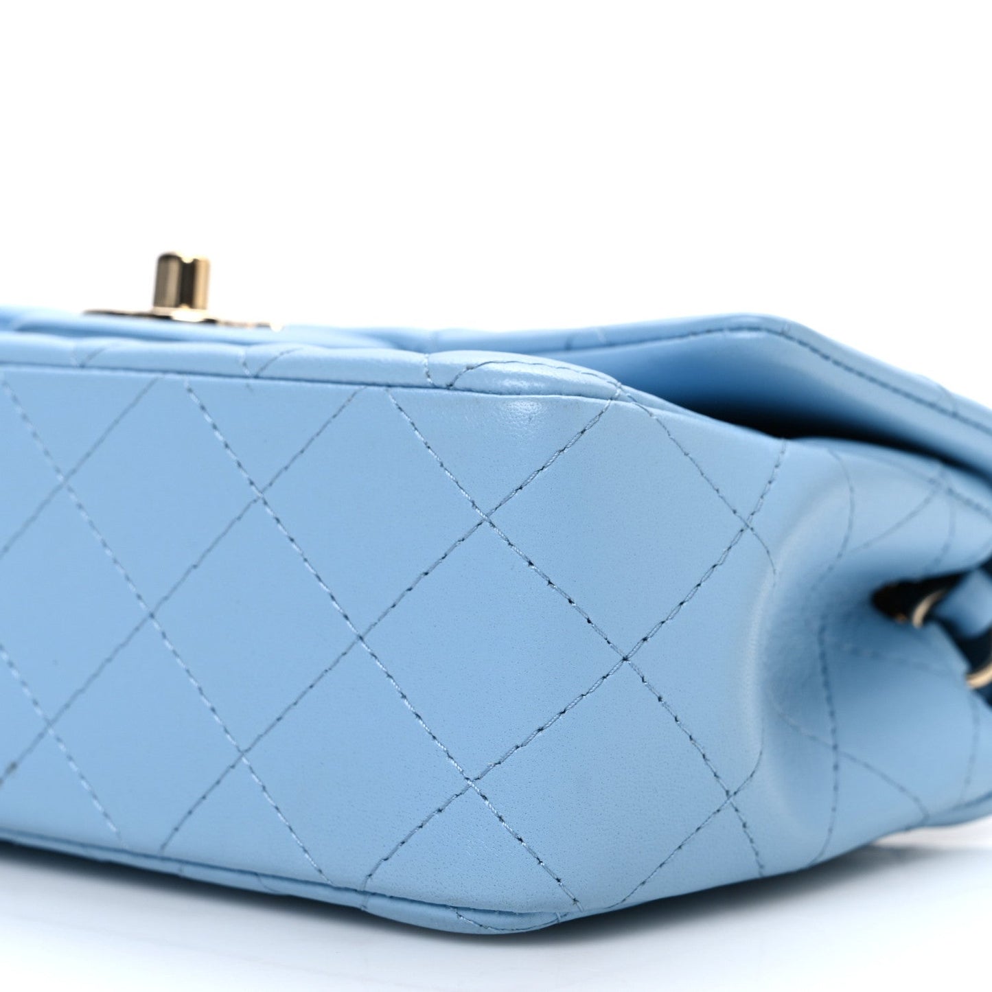 Lambskin Quilted Mini Rectangular Flap Light Blue