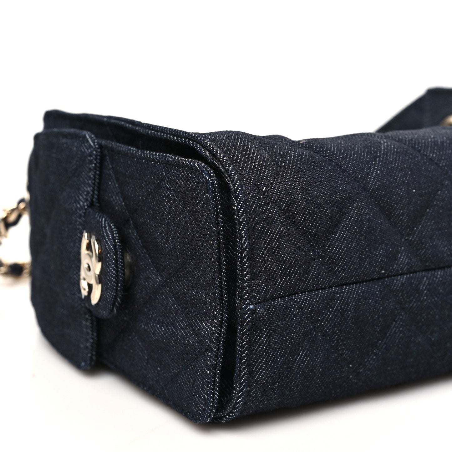 Denim Quilted Mini Chanel 25 Handbag Dark Blue