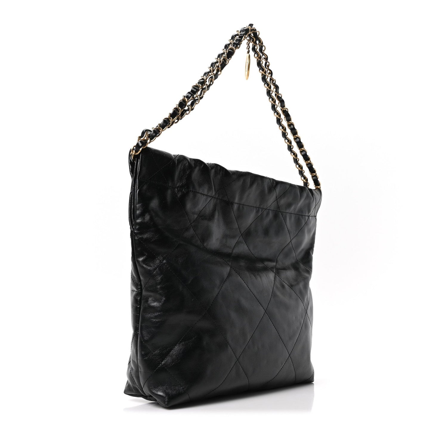 Shiny Calfskin Quilted Small Chanel 22 Black