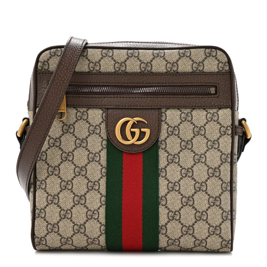 GG Supreme Monogram Web Small Ophidia Messenger Bag Brown