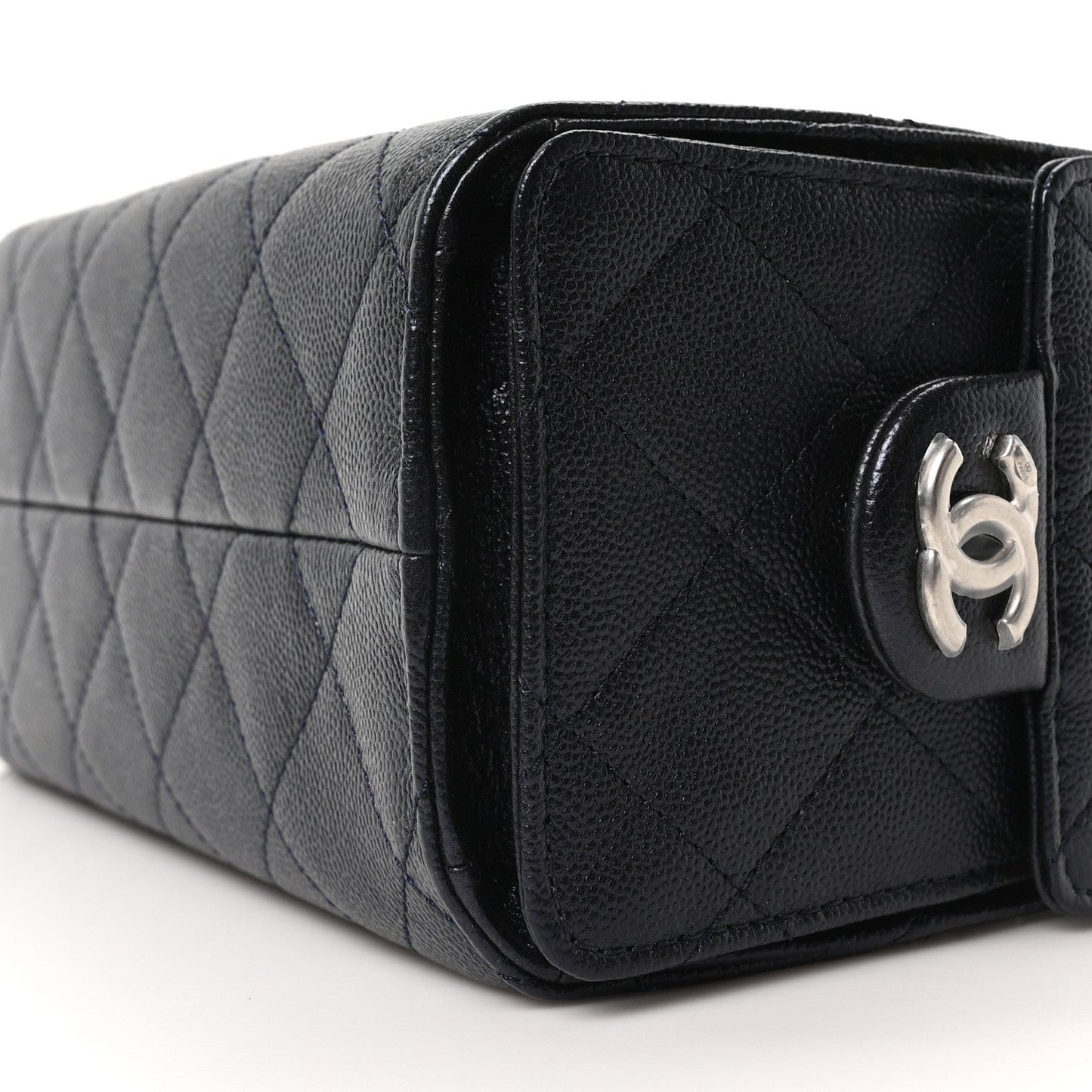 Metallic Caviar Quilted Mini Chanel 25 Handbag Dark Blue