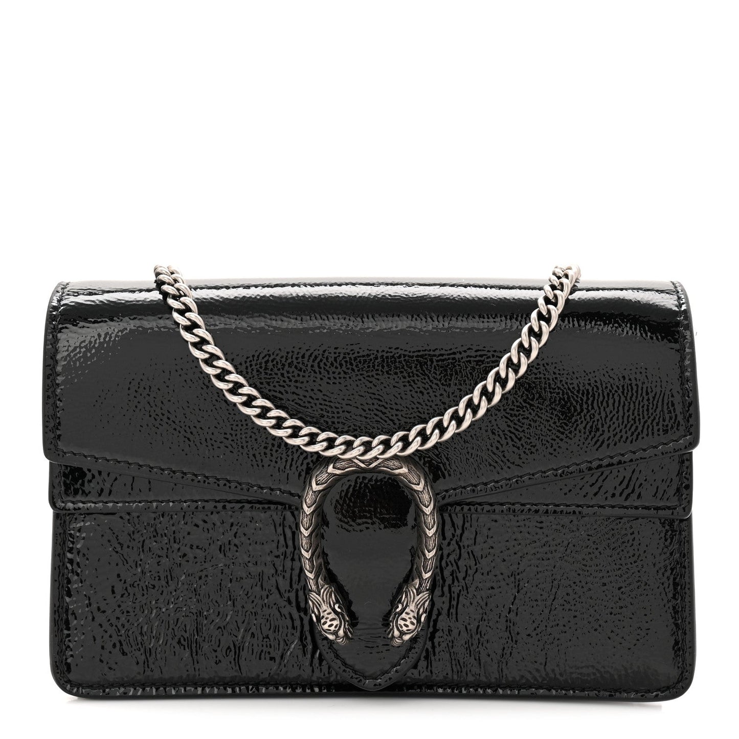 Crinkled Patent Super Mini Dionysus Shoulder Bag Black