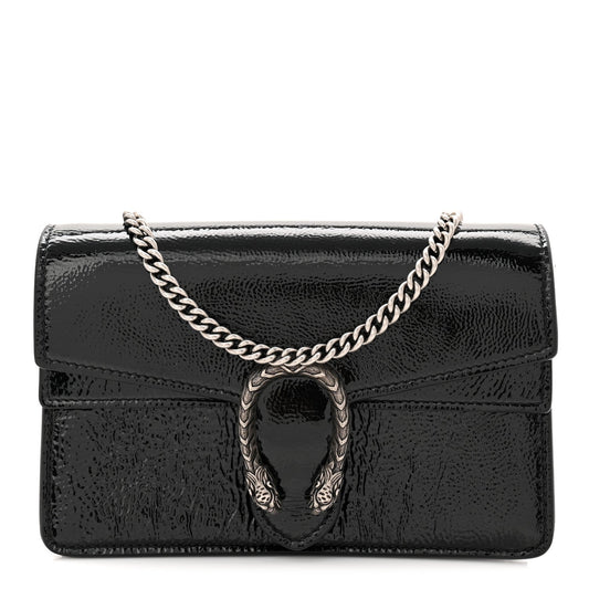 Crinkled Patent Super Mini Dionysus Shoulder Bag Black