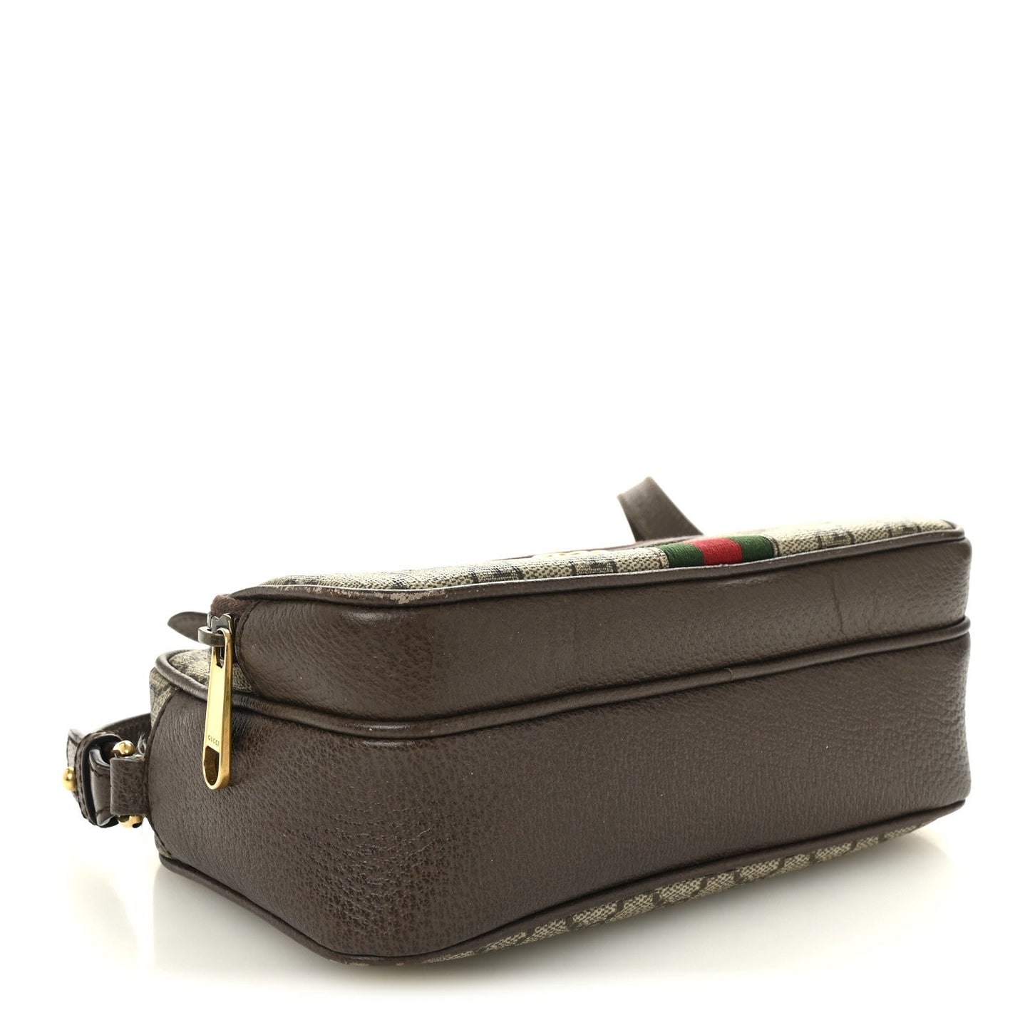 GG Supreme Monogram Textured Dollar Calfskin Web Small Ophidia Convertible Shoulder Bag Beige Ebony New Acero