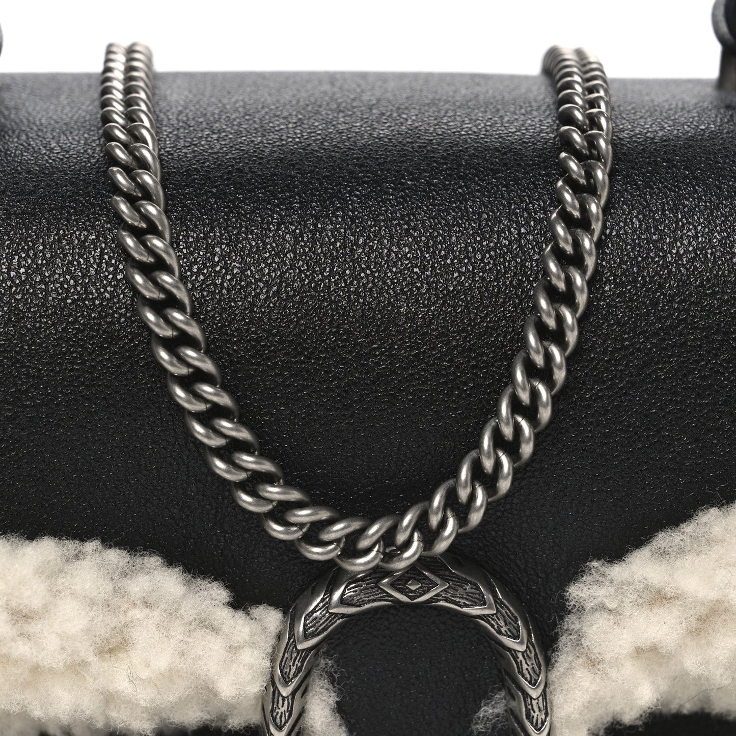 Sakai Be Green Calfskin Shearling Mini Dionysus Top Handle Bag Black