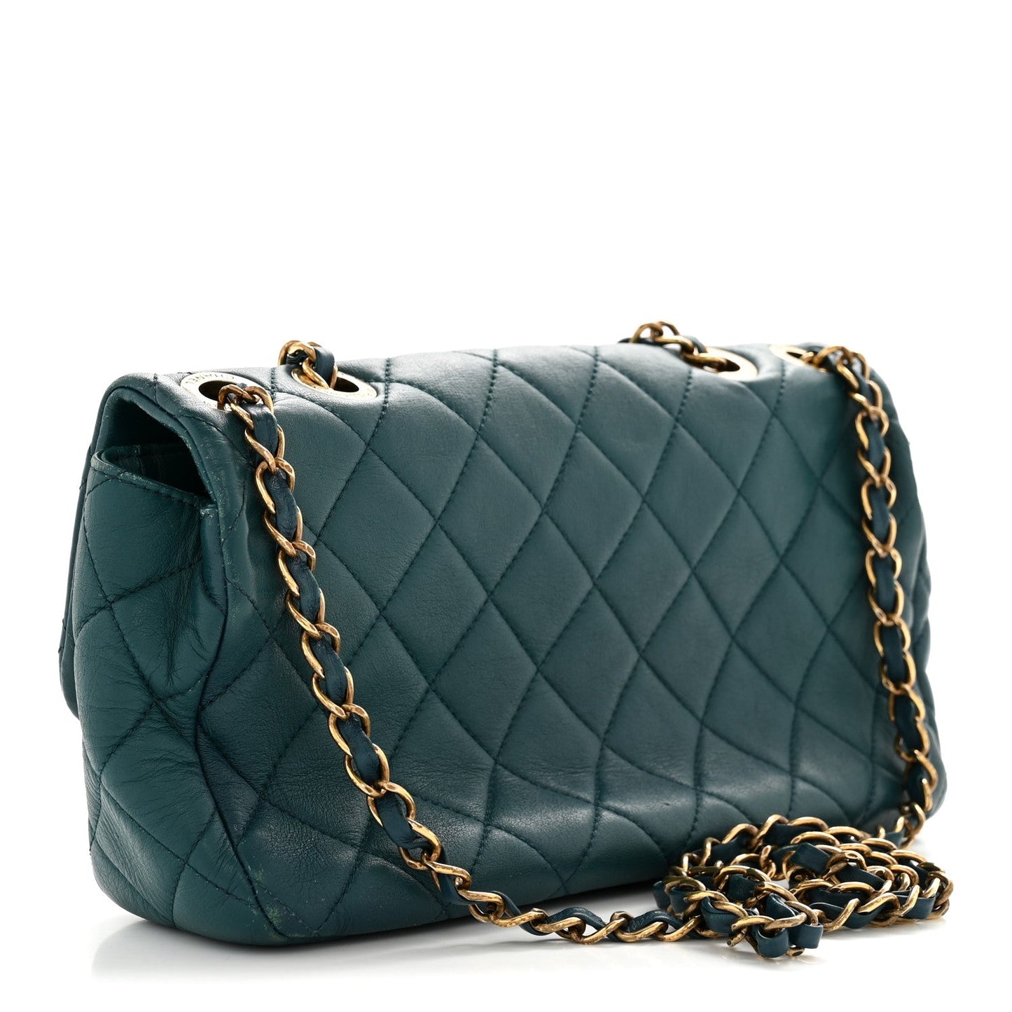 Lambskin Quilted Mini Rectangular Flap Dark Blue