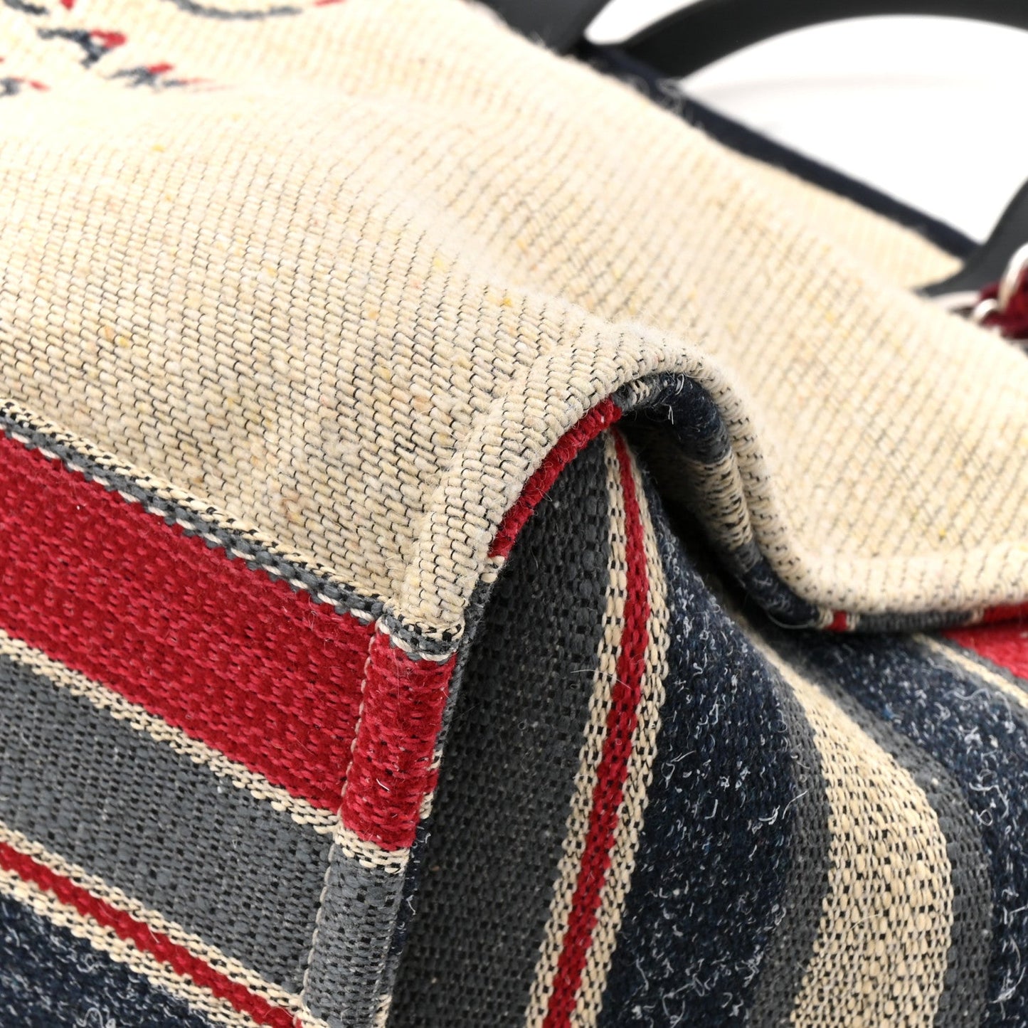 Striped Canvas Medium Deauville Tote Beige