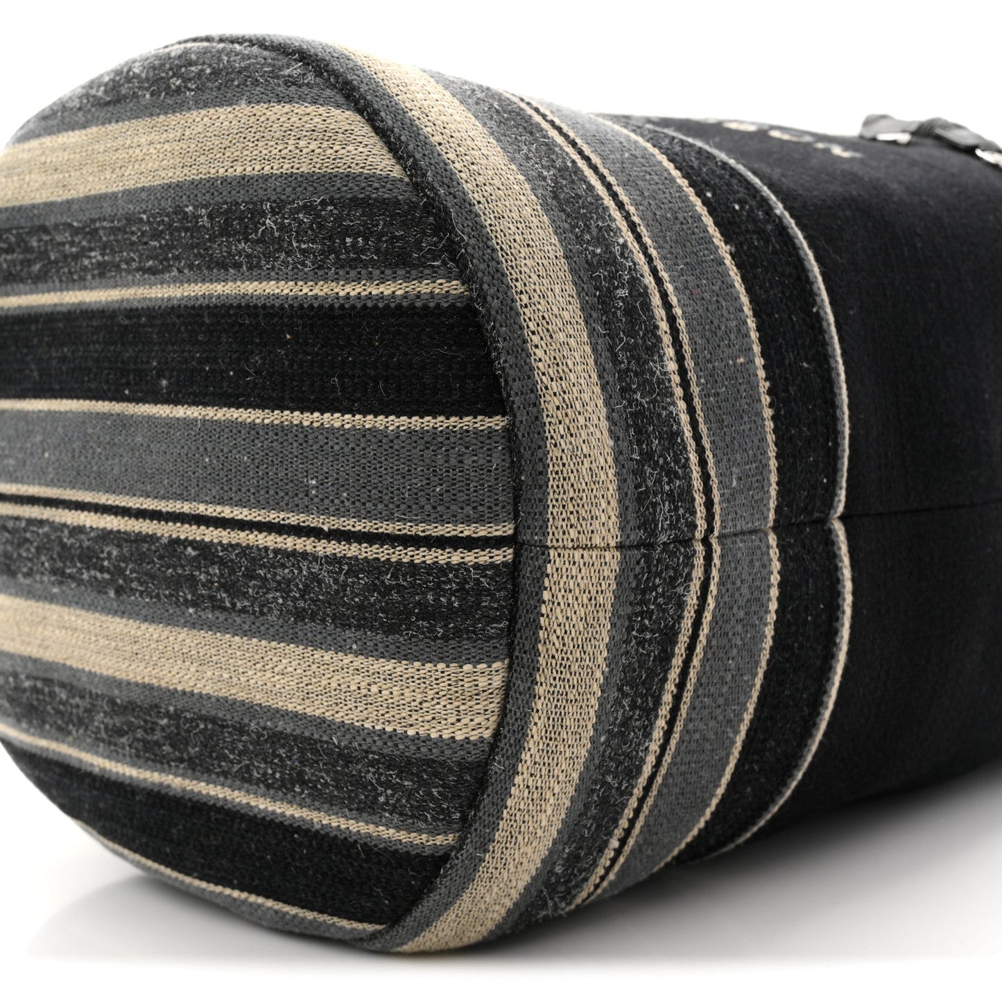 Striped Canvas Deauville Drawstring Backpack Black