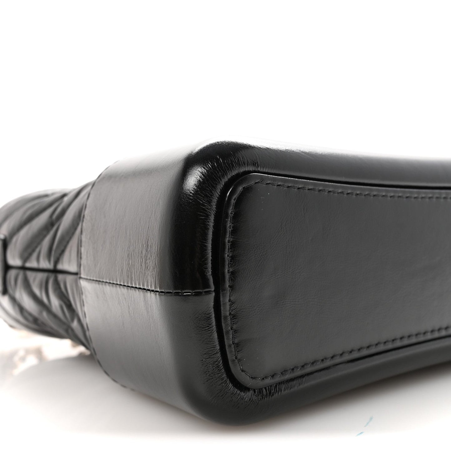 Aged Calfskin Chevron Quilted Medium Gabrielle Hobo Black