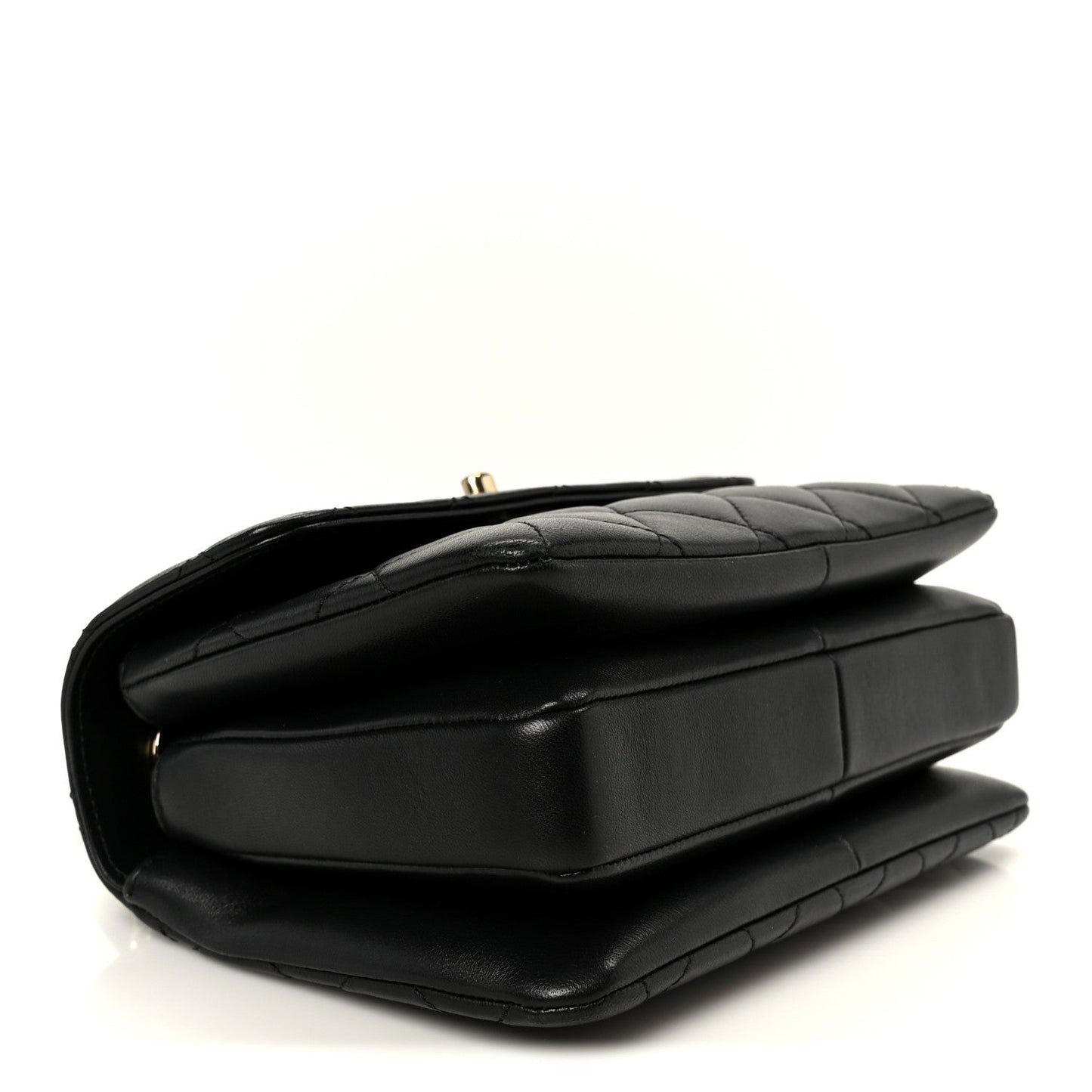 Lambskin Quilted Mini Trendy CC Dual Handle Flap Bag Black