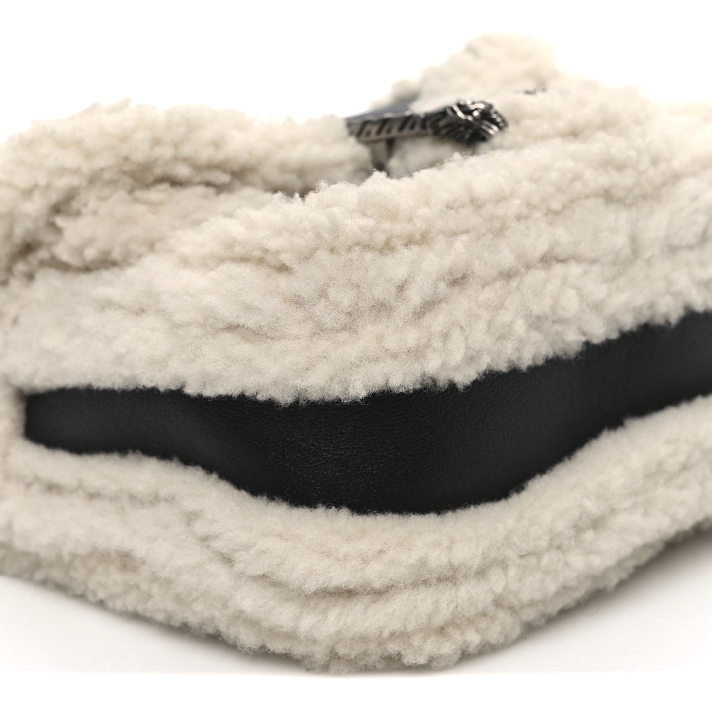 Sakai Be Green Calfskin Shearling Mini Dionysus Top Handle Bag Black