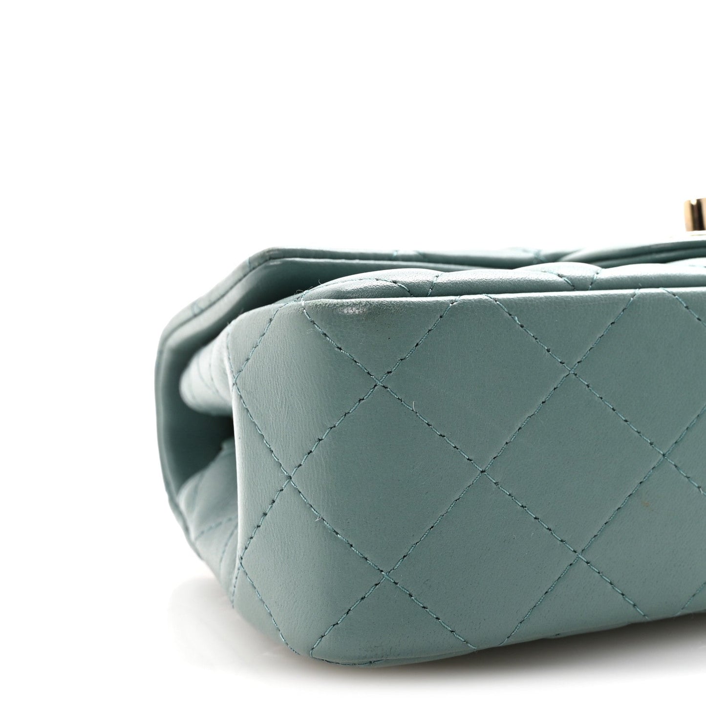 Lambskin Quilted Mini Rectangular Flap Green